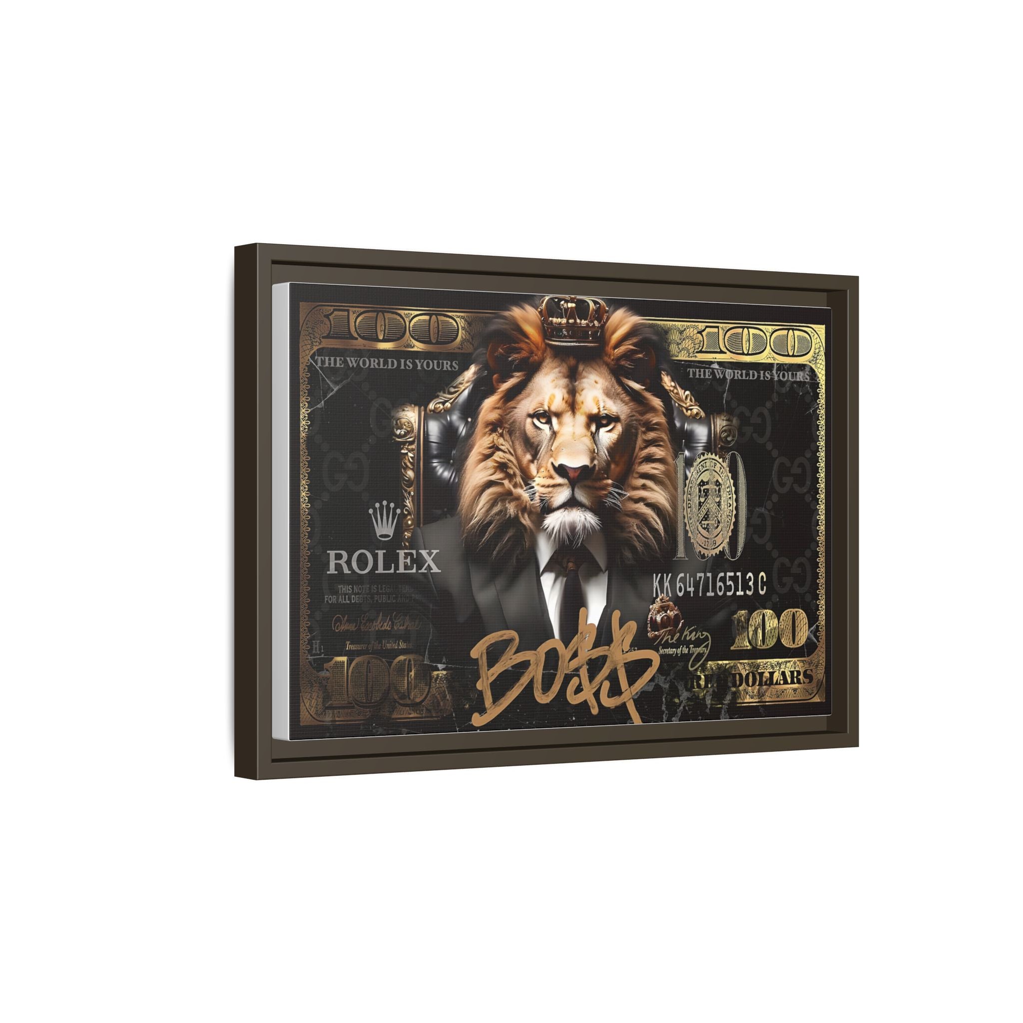 Lion Sovereign: Corporate Dominance, Golden Empire, Power Portrait - Canvas Wall Art