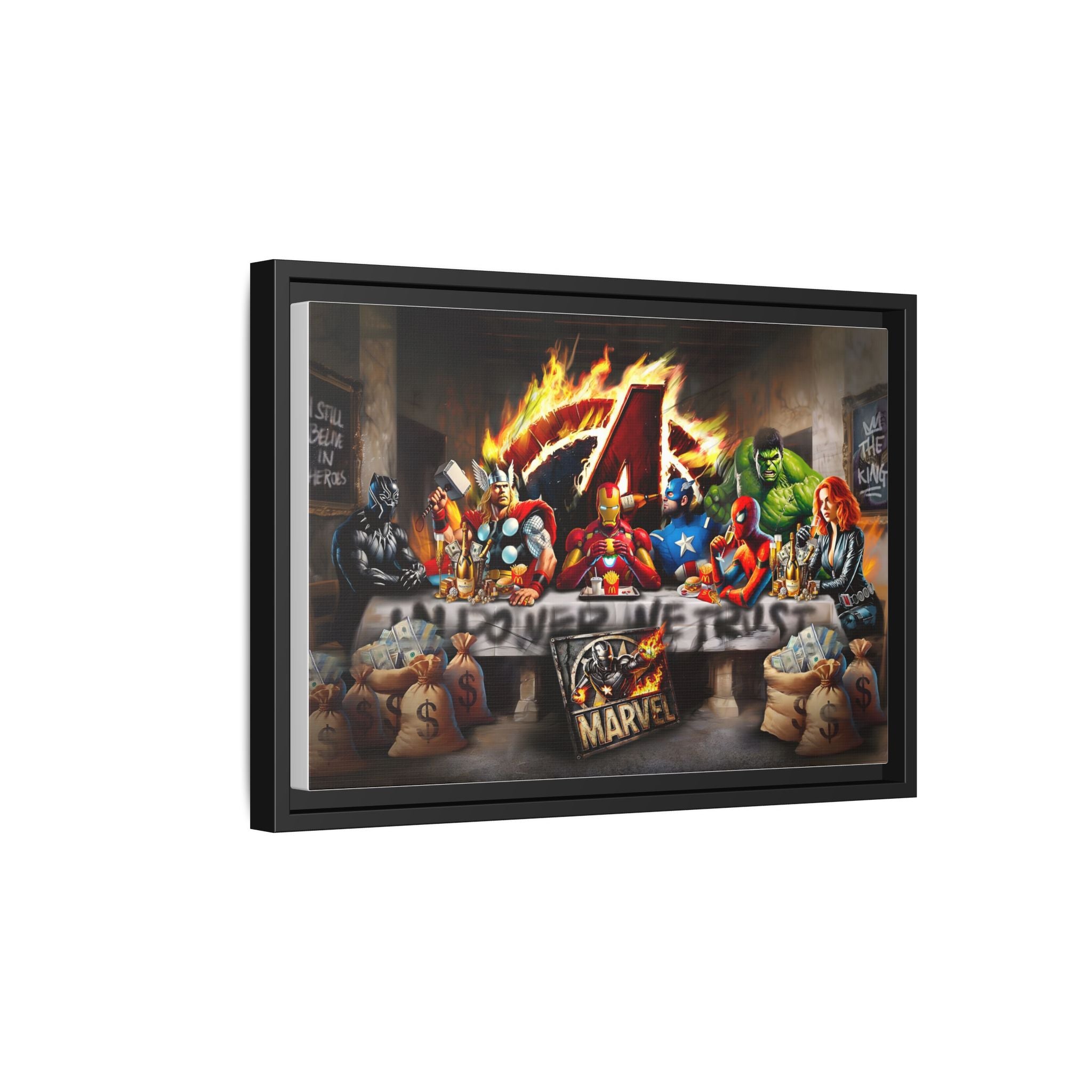 Feast of Franchises: Marvel Avengers Last Supper, Corporate Pop Art Parody - Canvas Wall Art