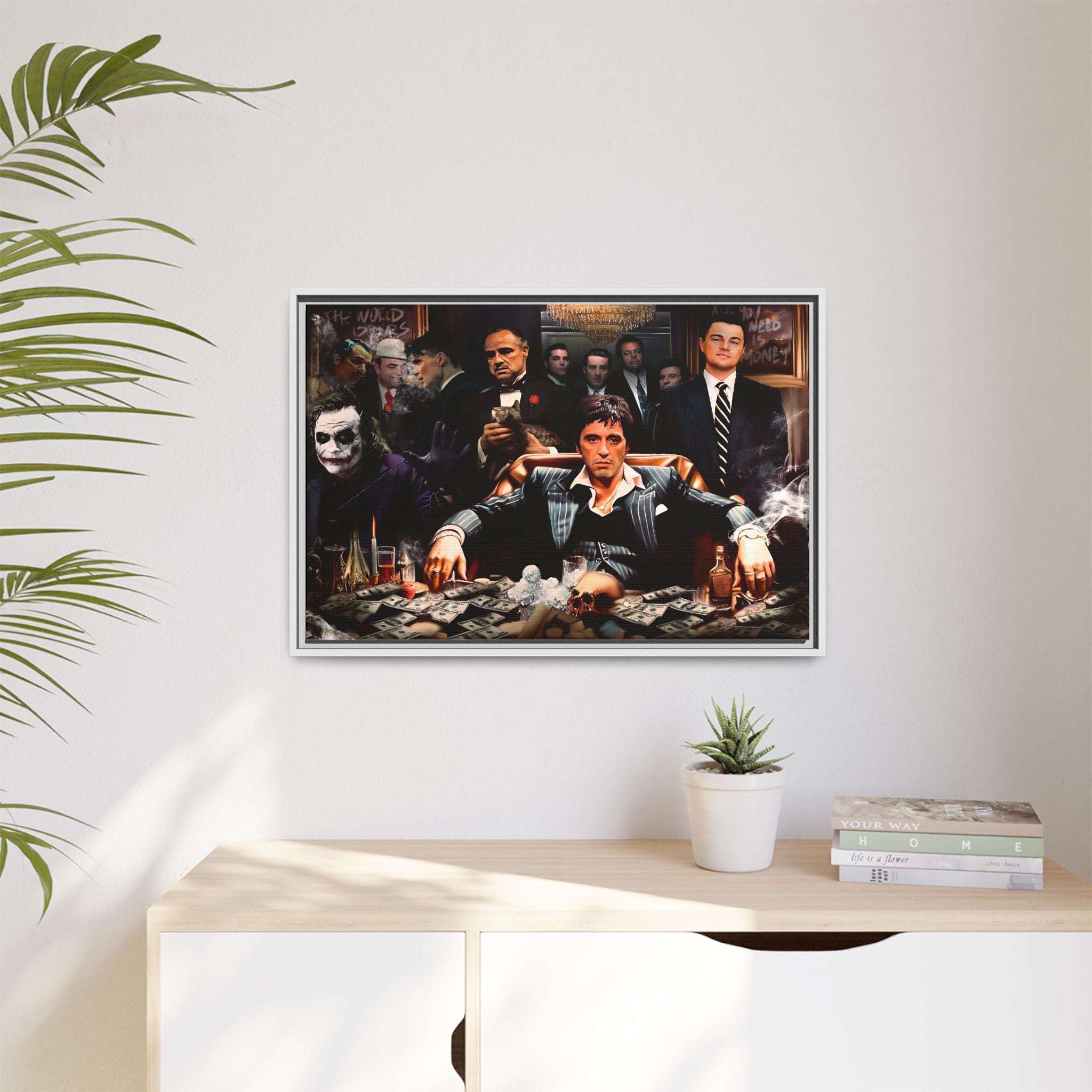 Empire of Shadows: Cinematic Crime Collage, Noir Anthology of Power - Canvas Wall Art