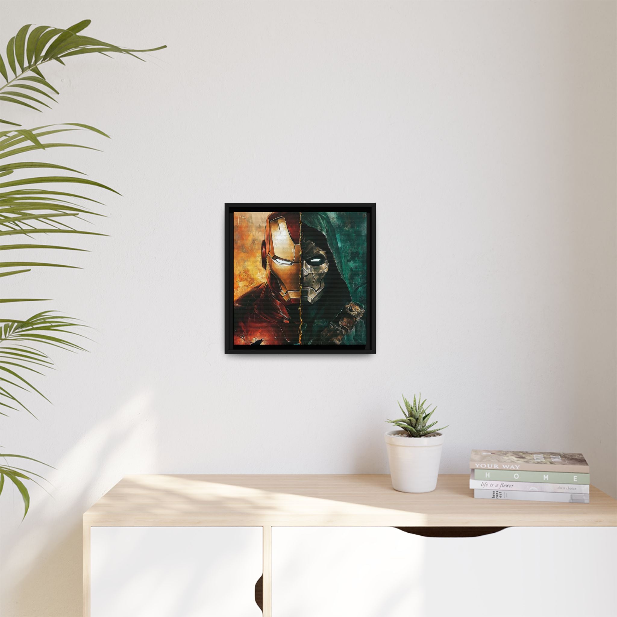 Technological Titans: Marvel Rivalry, Digital Fan Art Portrait, Superhero Duality Composition - Canvas Wall Art