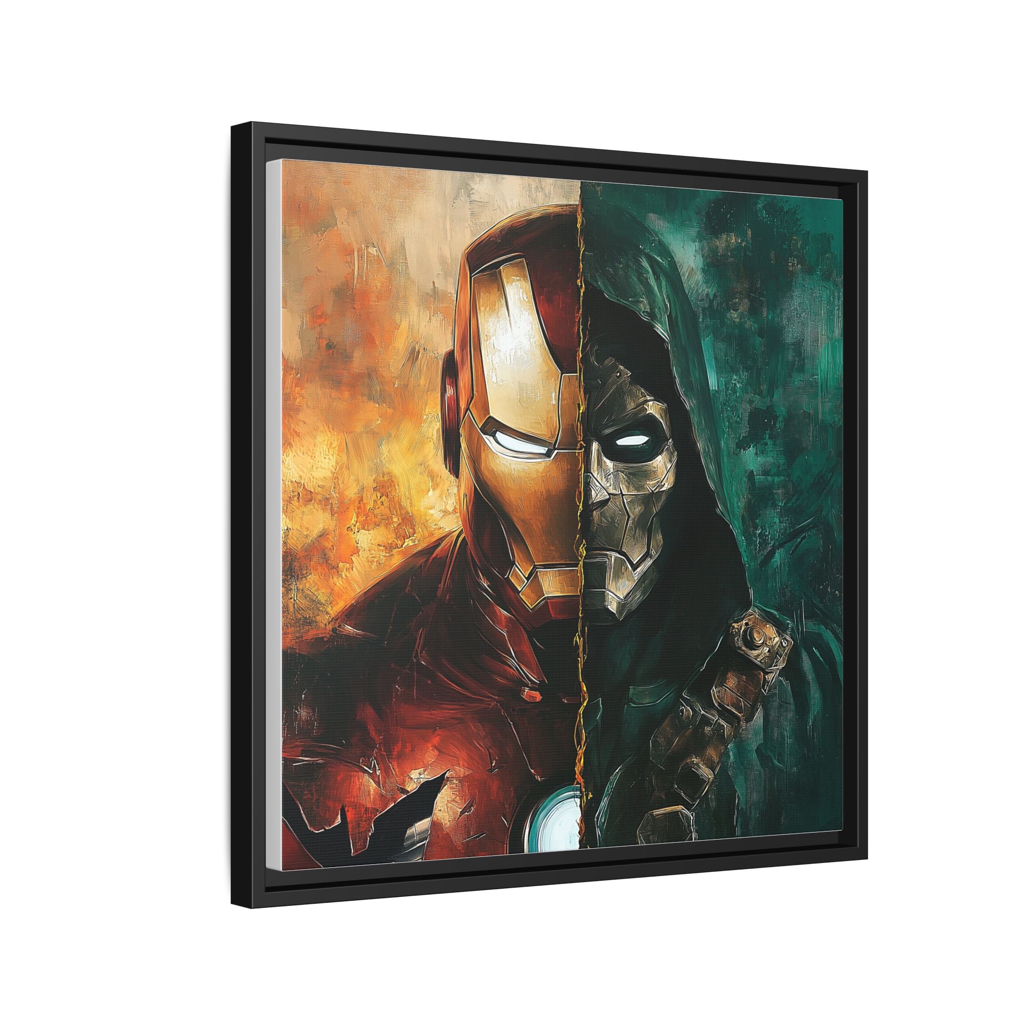 Technological Titans: Marvel Rivalry, Digital Fan Art Portrait, Superhero Duality Composition - Canvas Wall Art