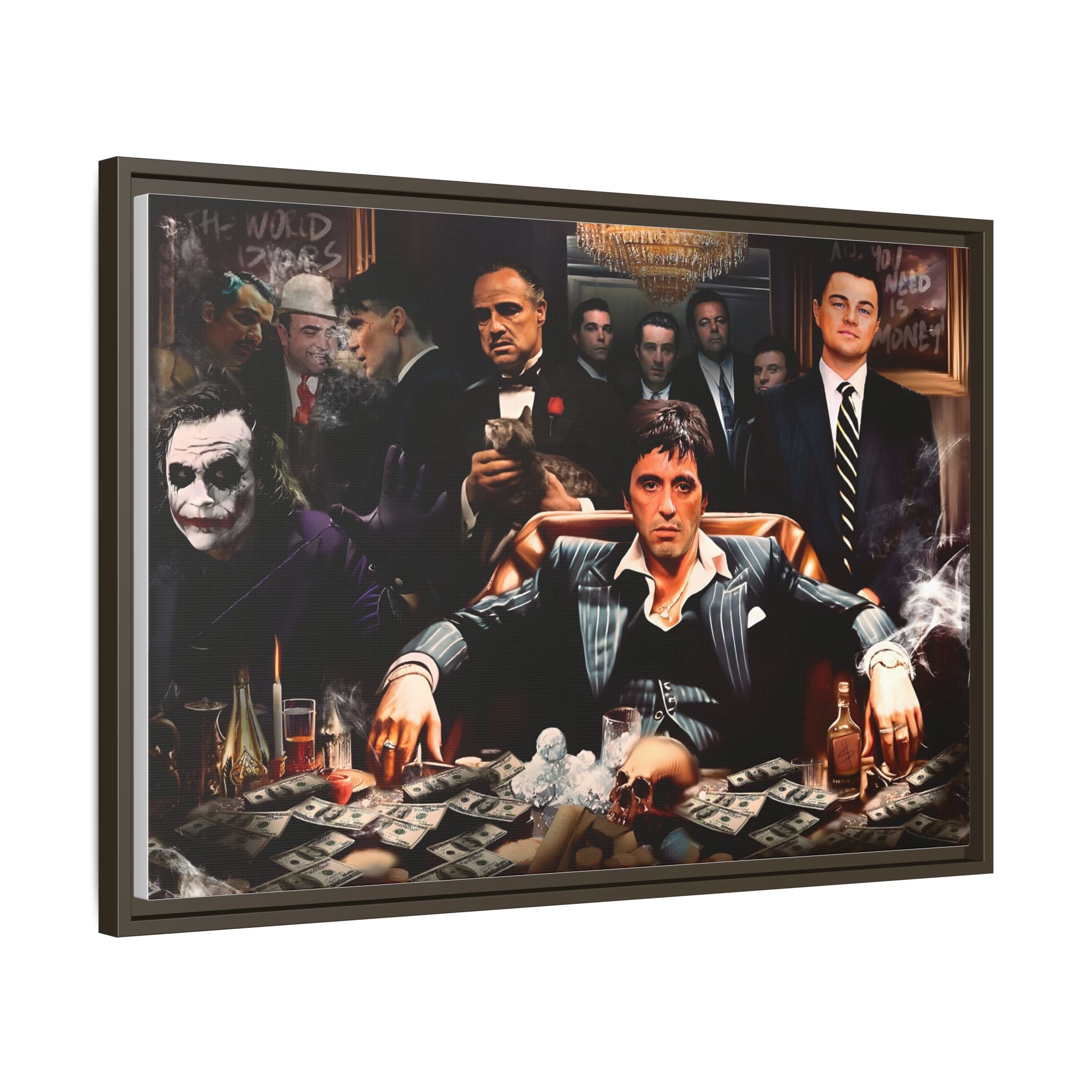 Empire of Shadows: Cinematic Crime Collage, Noir Anthology of Power - Canvas Wall Art