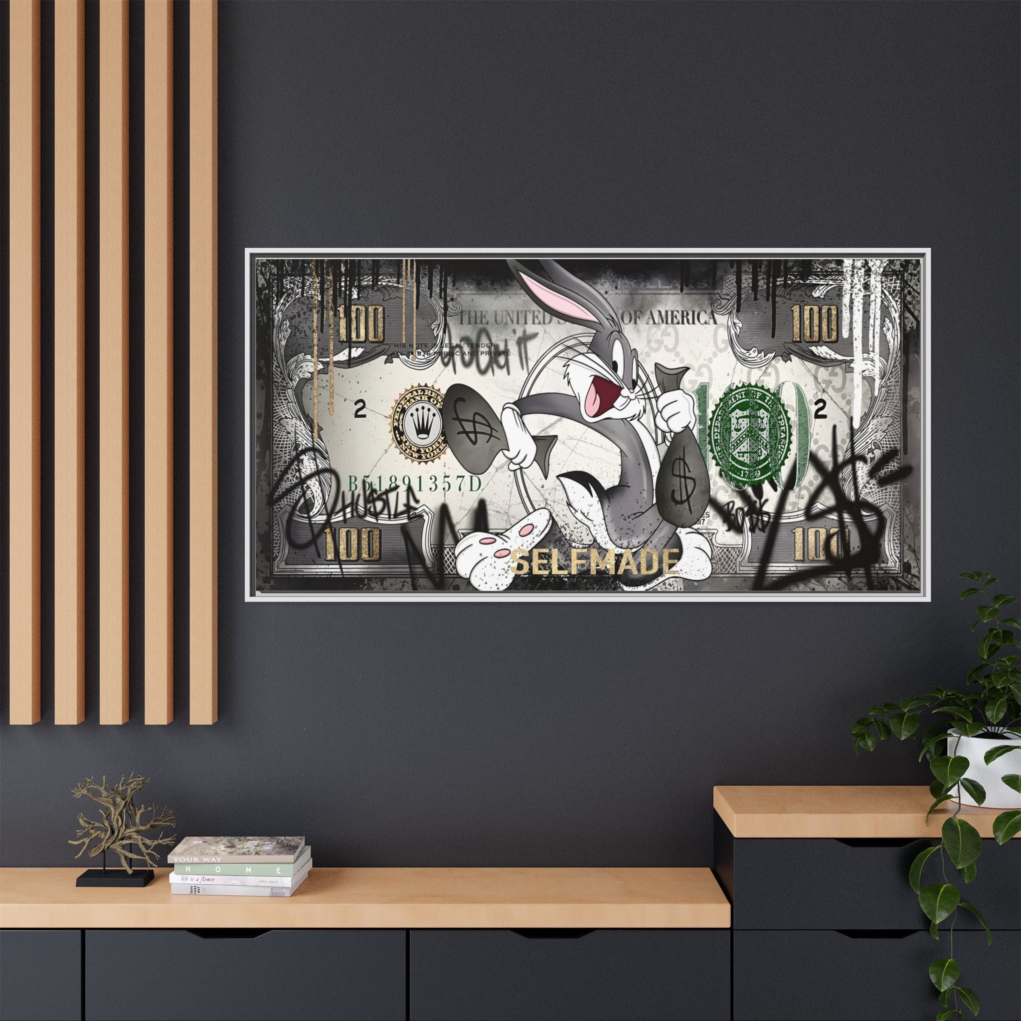 Bunny Benjamins: Pop Art Currency Remix, American Dream Iconography - Canvas Wall Art