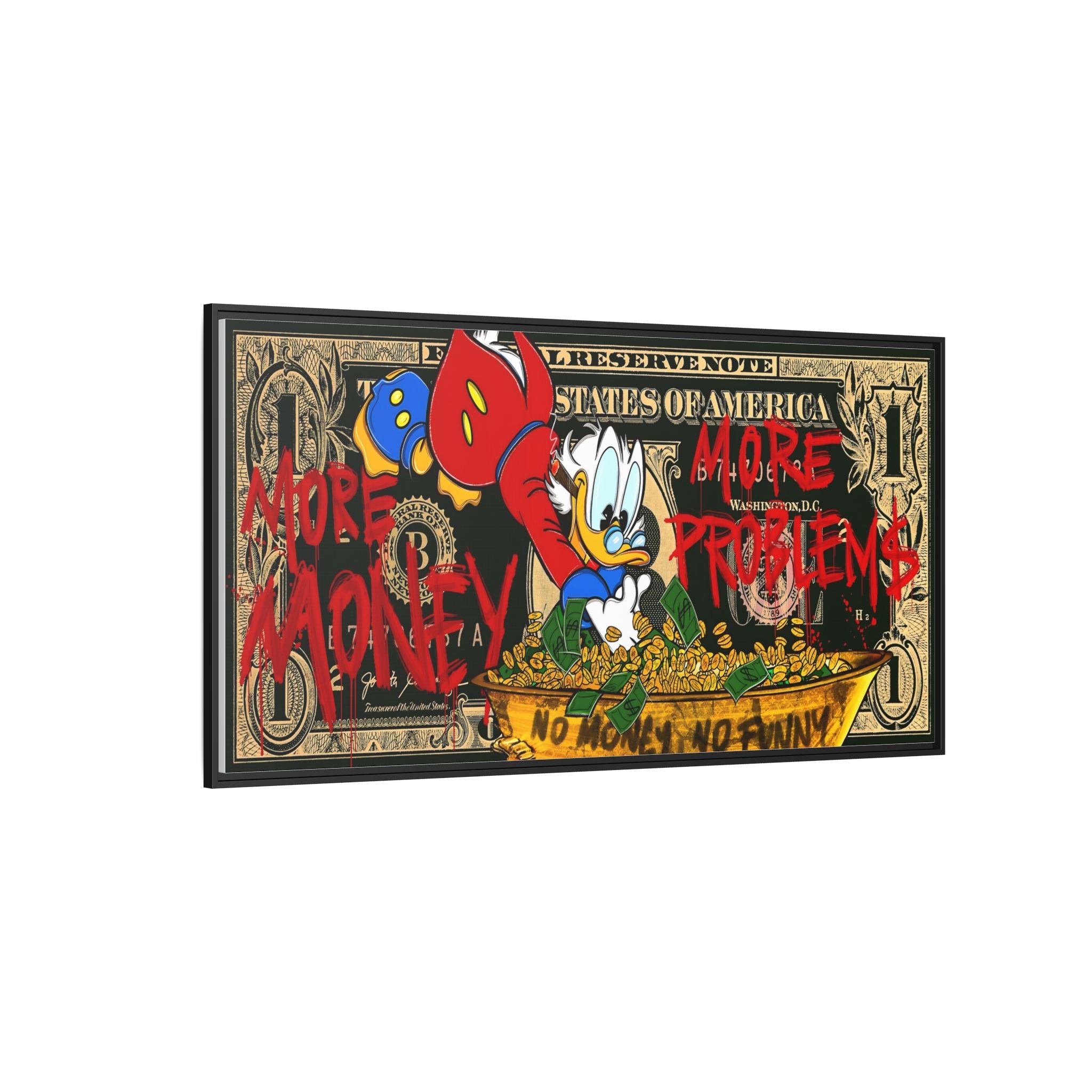 Duck Dynasty of Dollars: Pop Art Financial Critique, Graffiti Economics, Capitalist Commentary - Canvas Wall Art