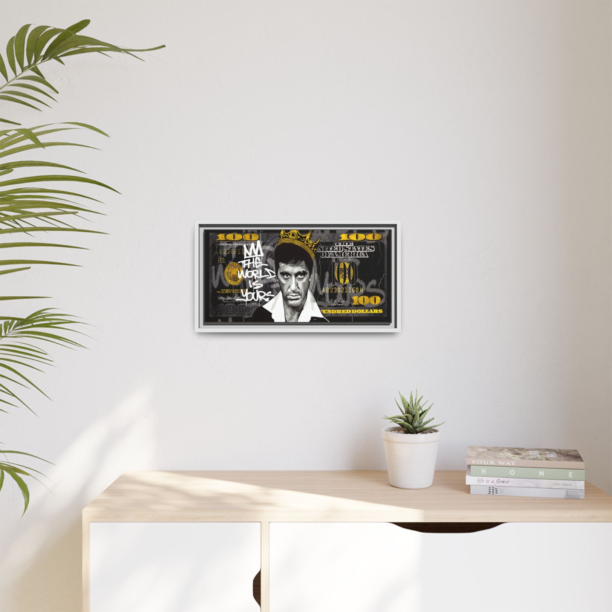 Crowned in Green: Pop Art Crime Iconography, Urban Financial Rebellion - Canvas Wall Art
