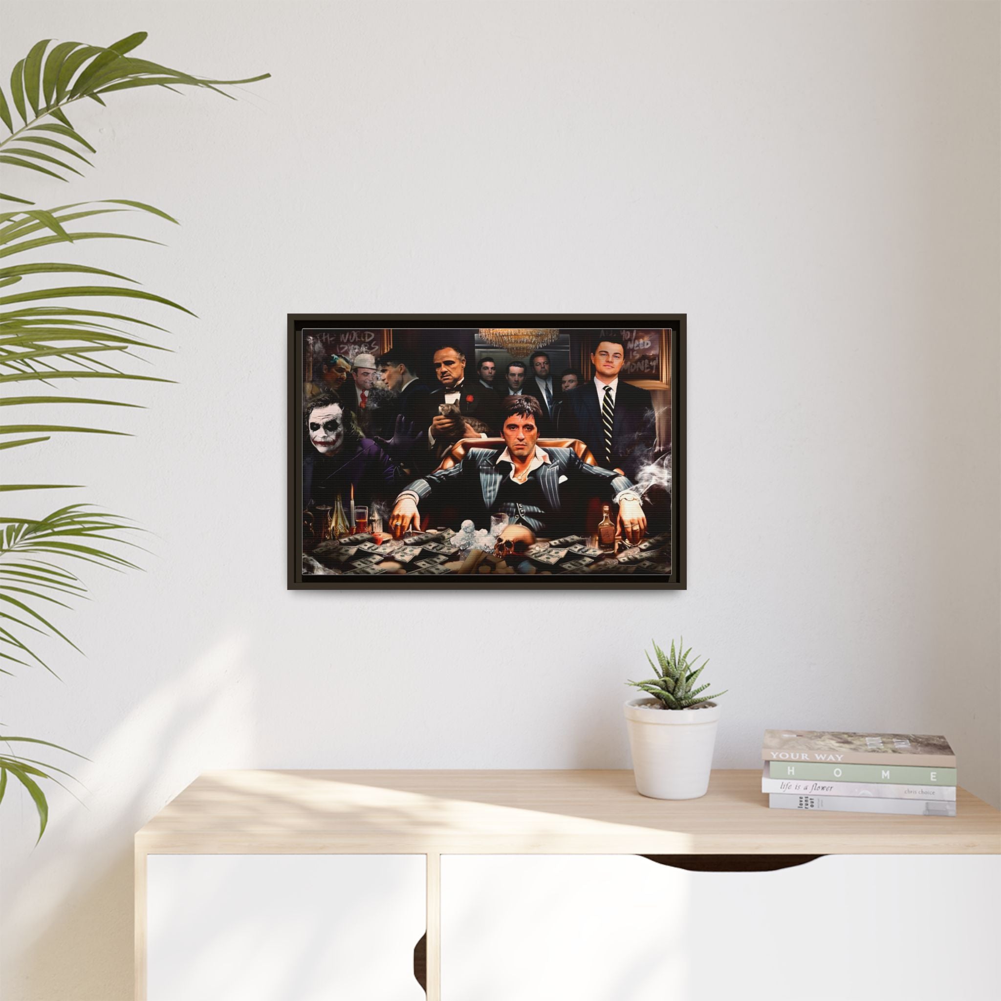 Empire of Shadows: Cinematic Crime Collage, Noir Anthology of Power - Canvas Wall Art