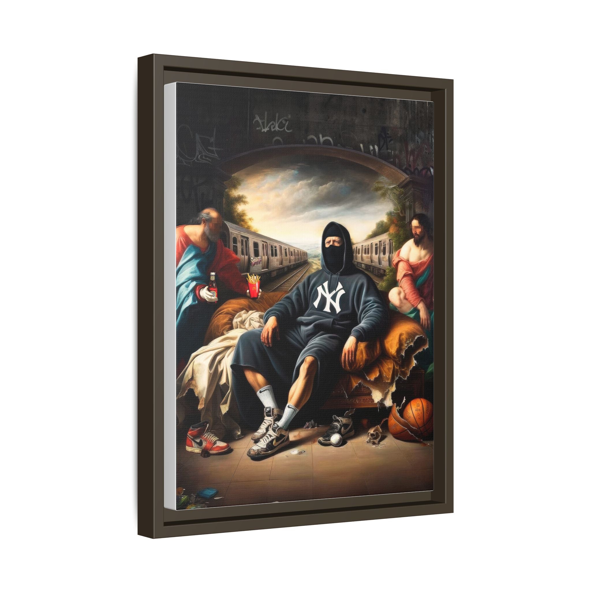 Urban Renaissance: Digital Remix of Classical Portraiture, Street Culture Reimagined - Canvas Wall Art