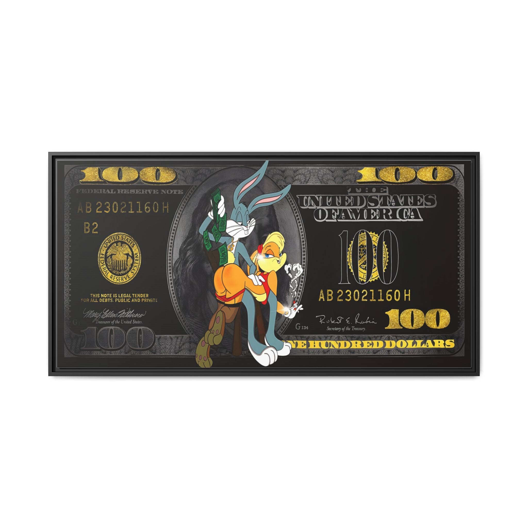 Cartoon Cash Remix: Looney Tunes Currency, Pop Culture Finance Art - Canvas Wall Art