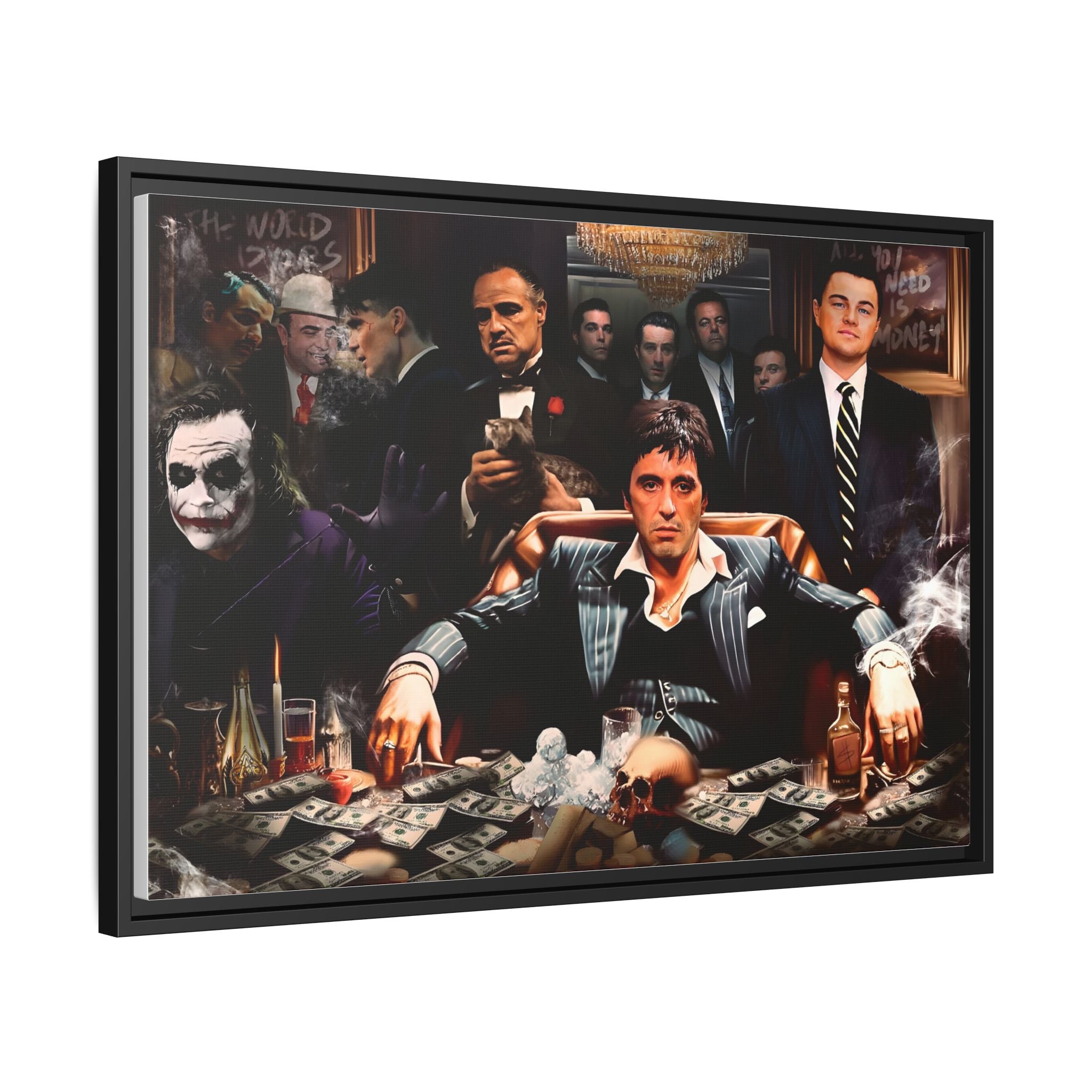 Empire of Shadows: Cinematic Crime Collage, Noir Anthology of Power - Canvas Wall Art