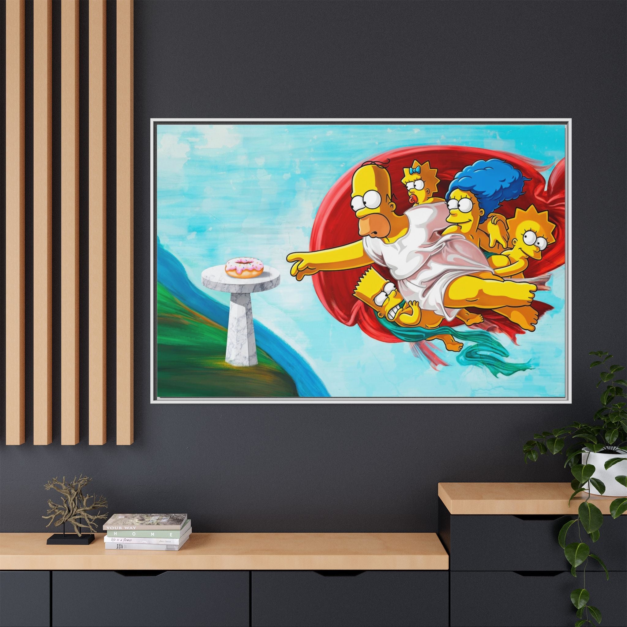 The Simpsons' Last Supper: Pop Culture Parody, Da Vinci Reimagined, Animated Comedy Masterpiece - Canvas Wall Art