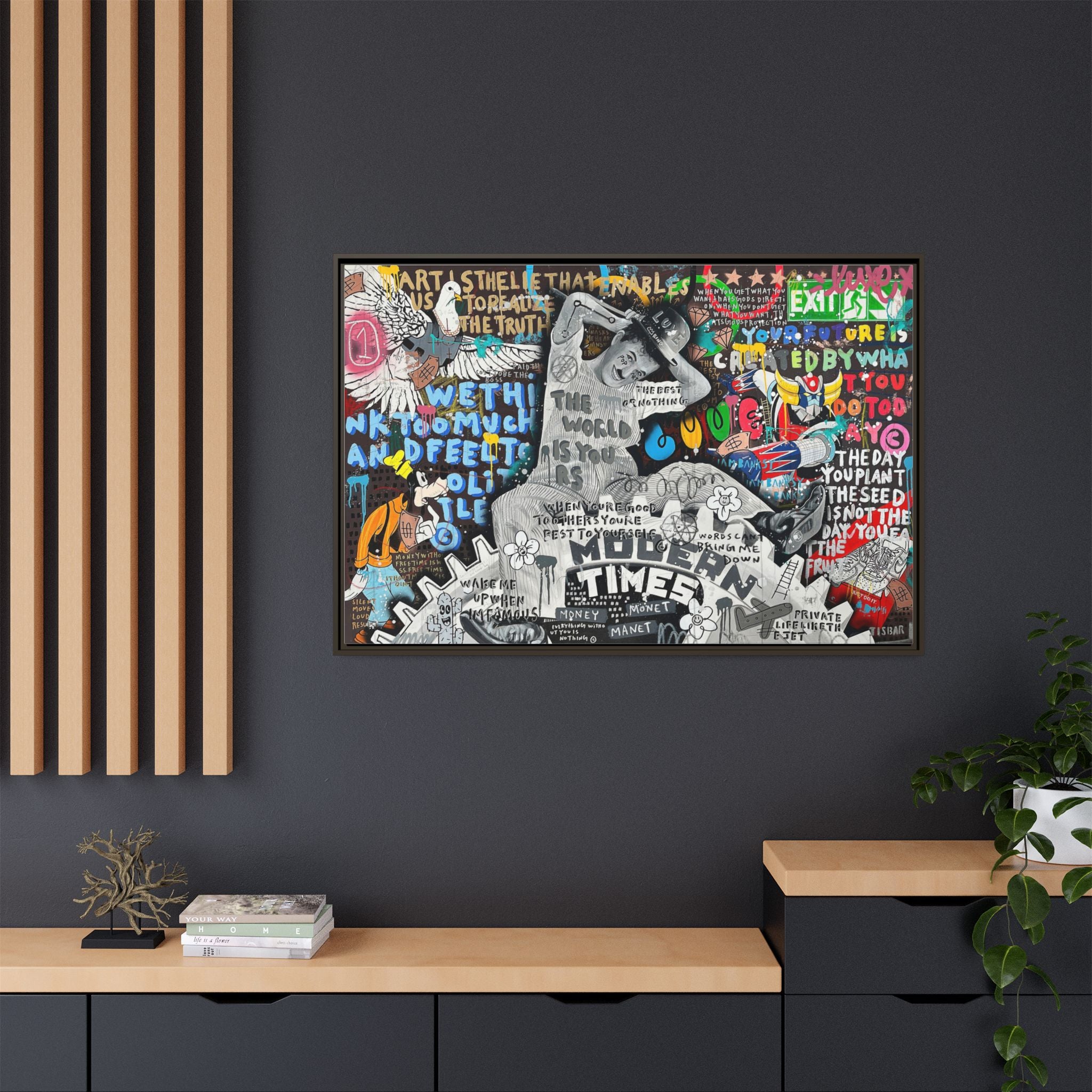 Urban Kaleidoscope: Street Art Fusion, Visual Commentary, Graffiti Narrative - Canvas Wall Art