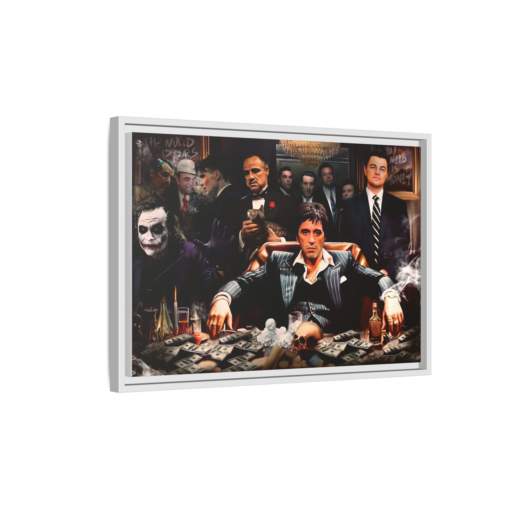 Empire of Shadows: Cinematic Crime Collage, Noir Anthology of Power - Canvas Wall Art