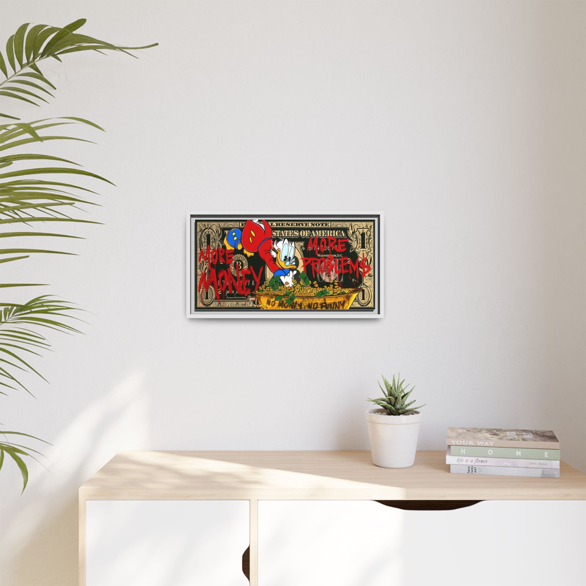 Duck Dynasty of Dollars: Pop Art Financial Critique, Graffiti Economics, Capitalist Commentary - Canvas Wall Art