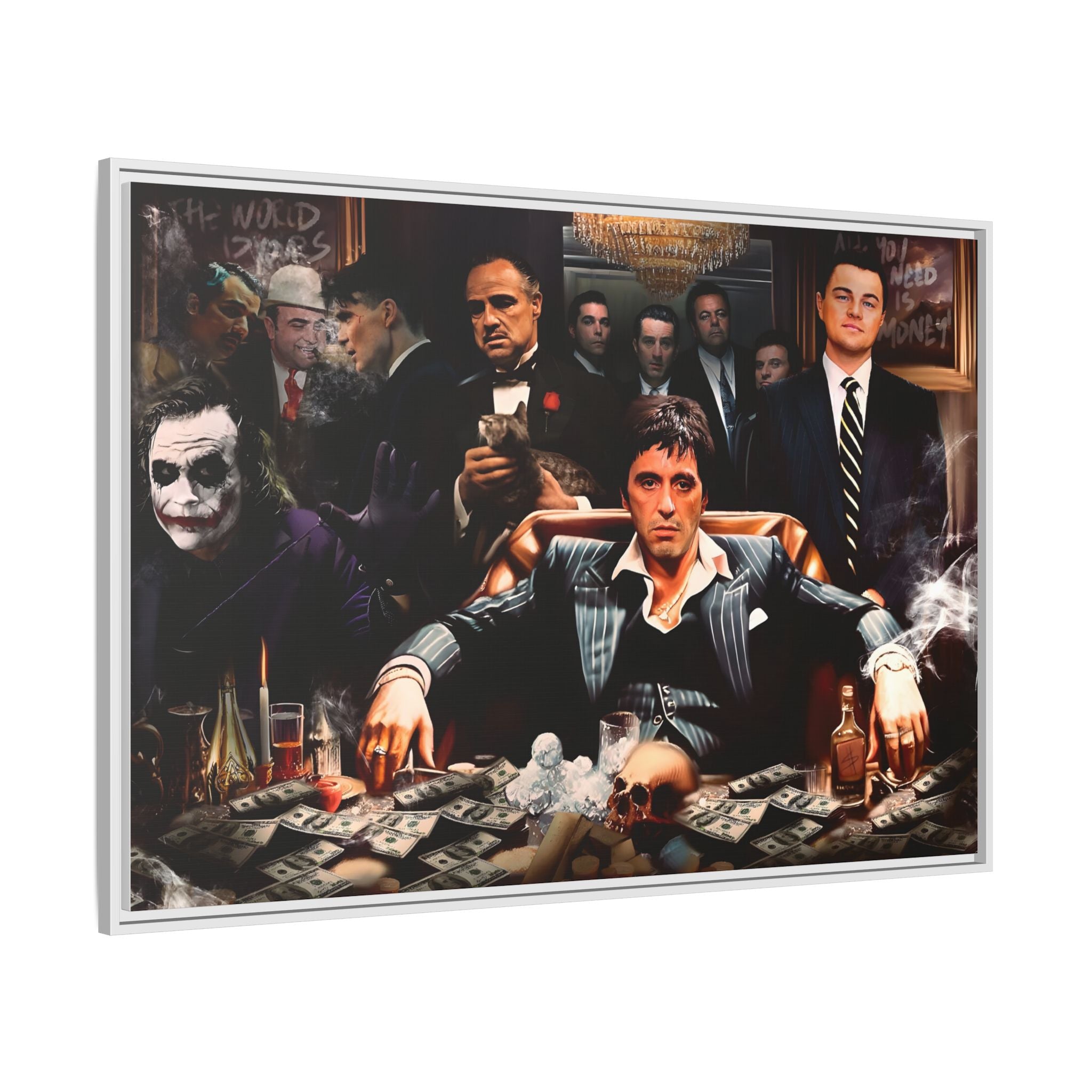 Empire of Shadows: Cinematic Crime Collage, Noir Anthology of Power - Canvas Wall Art