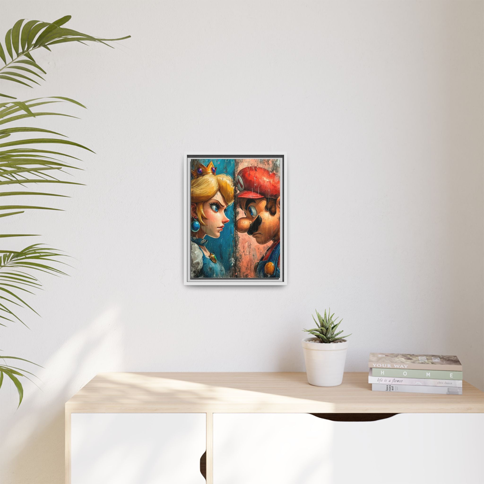 Legends Collide: Pixel Protagonists Reimagined, Gritty Game Art Portrait - Canvas Wall Art