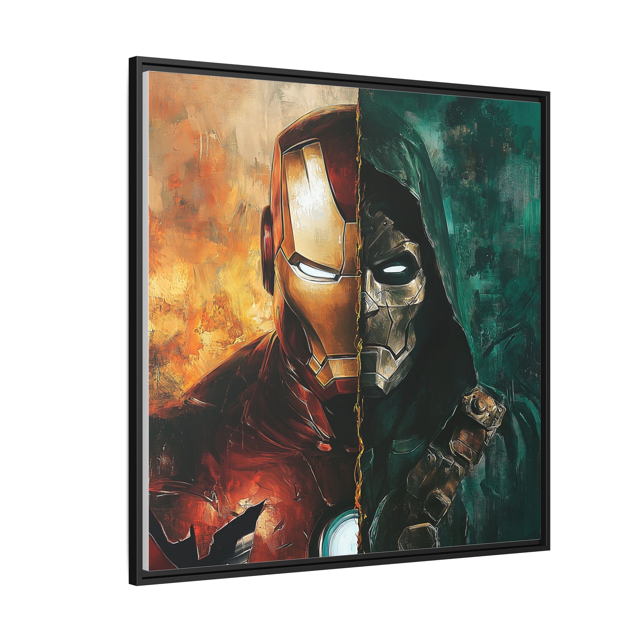 Technological Titans: Marvel Rivalry, Digital Fan Art Portrait, Superhero Duality Composition - Canvas Wall Art