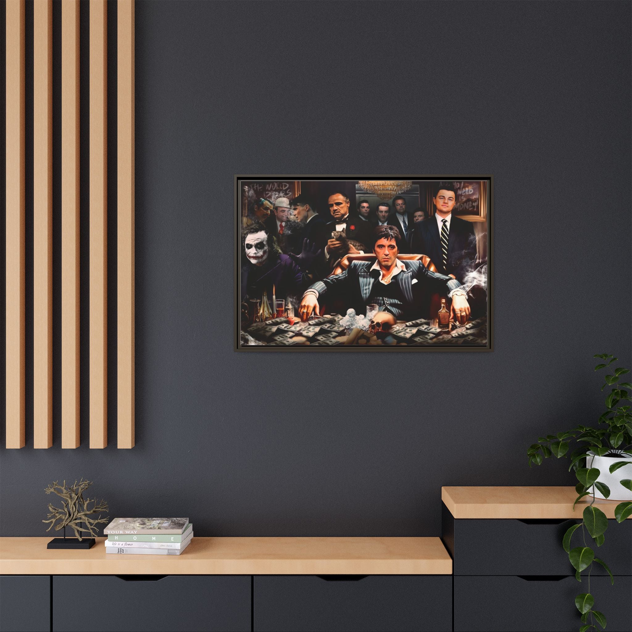 Empire of Shadows: Cinematic Crime Collage, Noir Anthology of Power - Canvas Wall Art