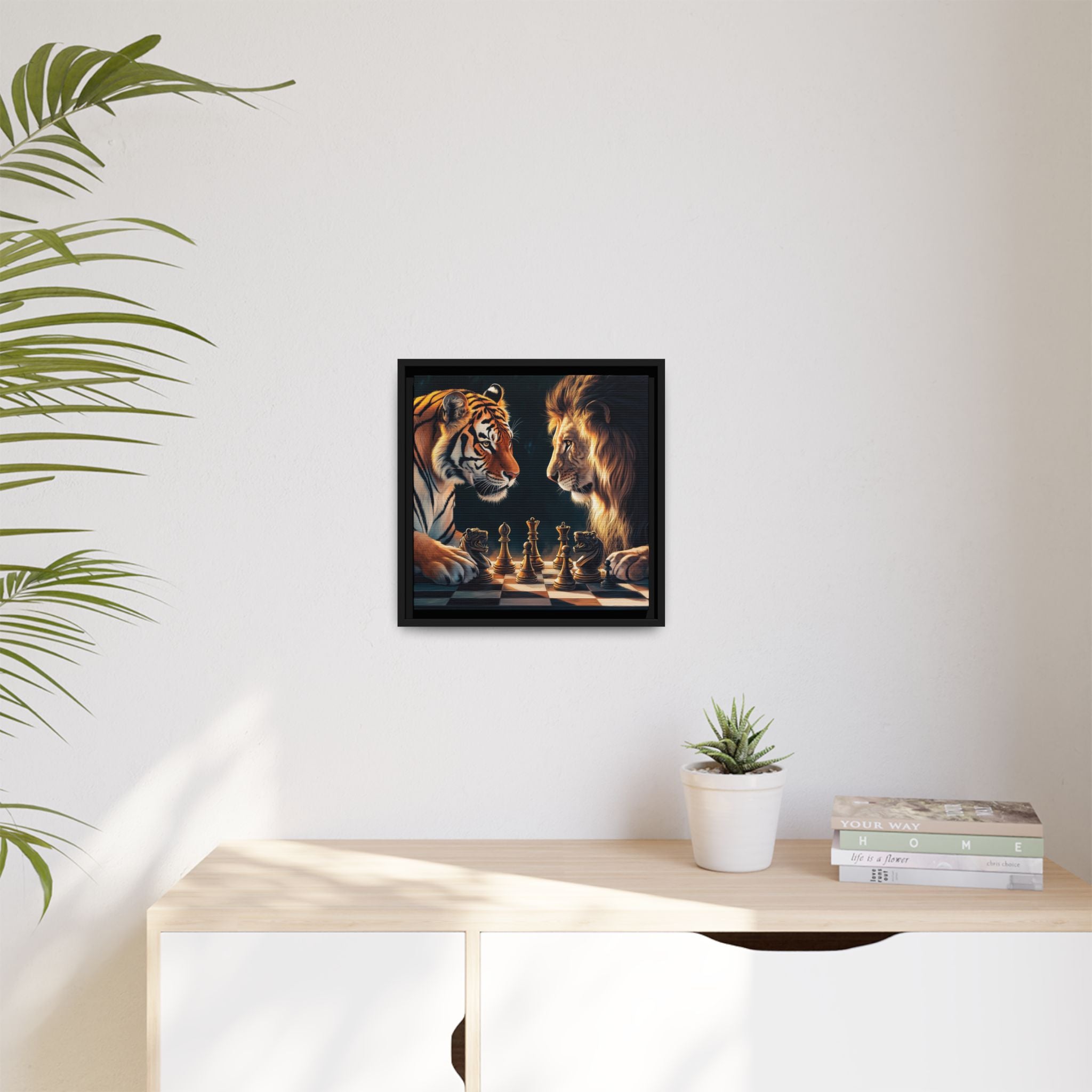 Predatory Strategies: Animal Kingdom Chess, Metaphorical Digital Art - Canvas Wall Art