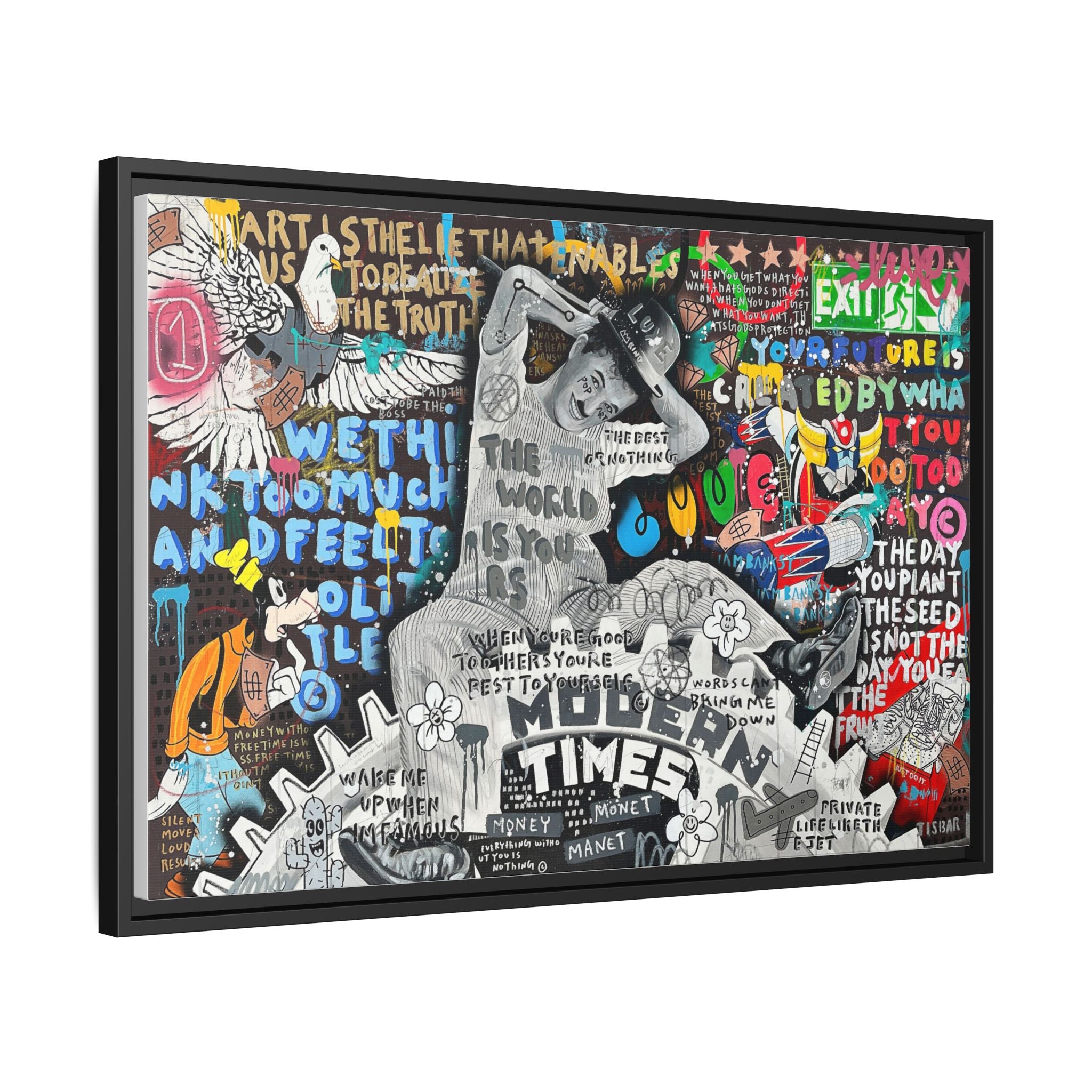 Urban Kaleidoscope: Street Art Fusion, Visual Commentary, Graffiti Narrative - Canvas Wall Art