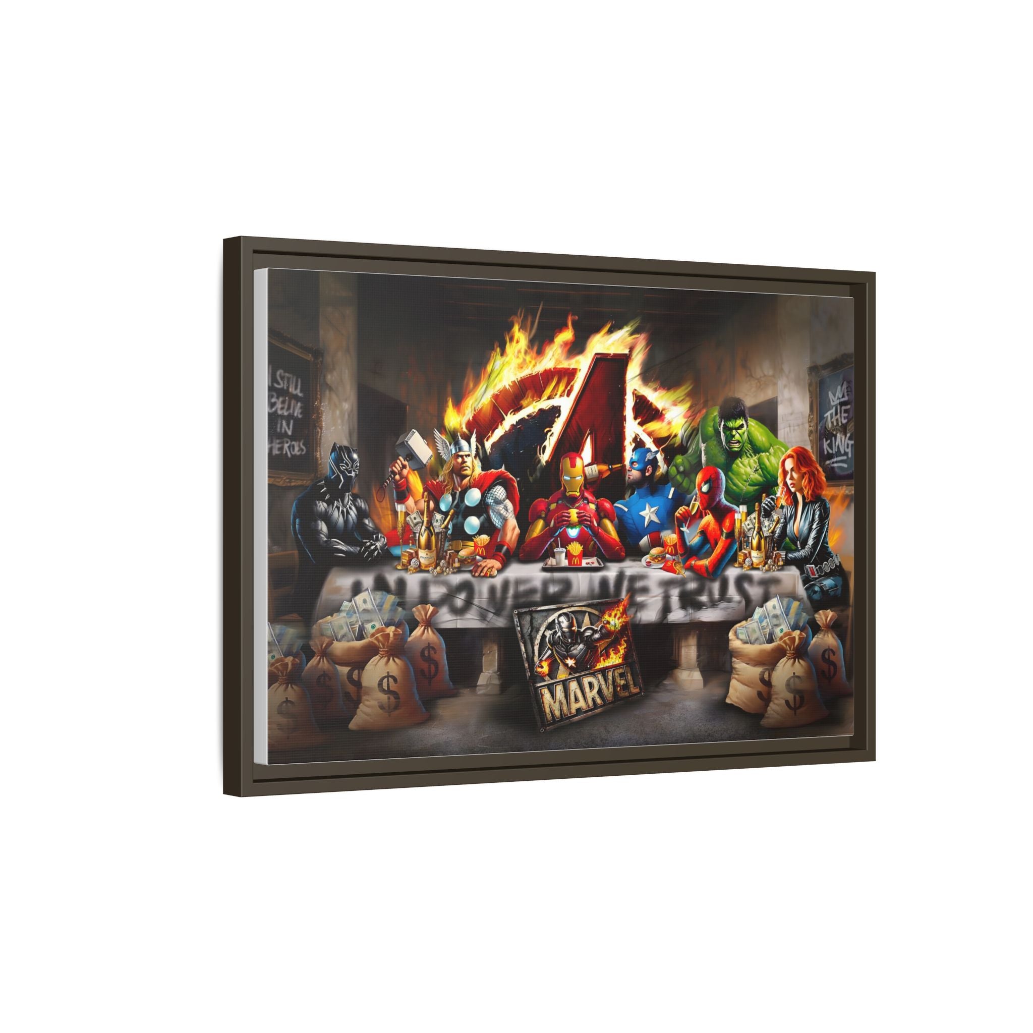 Feast of Franchises: Marvel Avengers Last Supper, Corporate Pop Art Parody - Canvas Wall Art