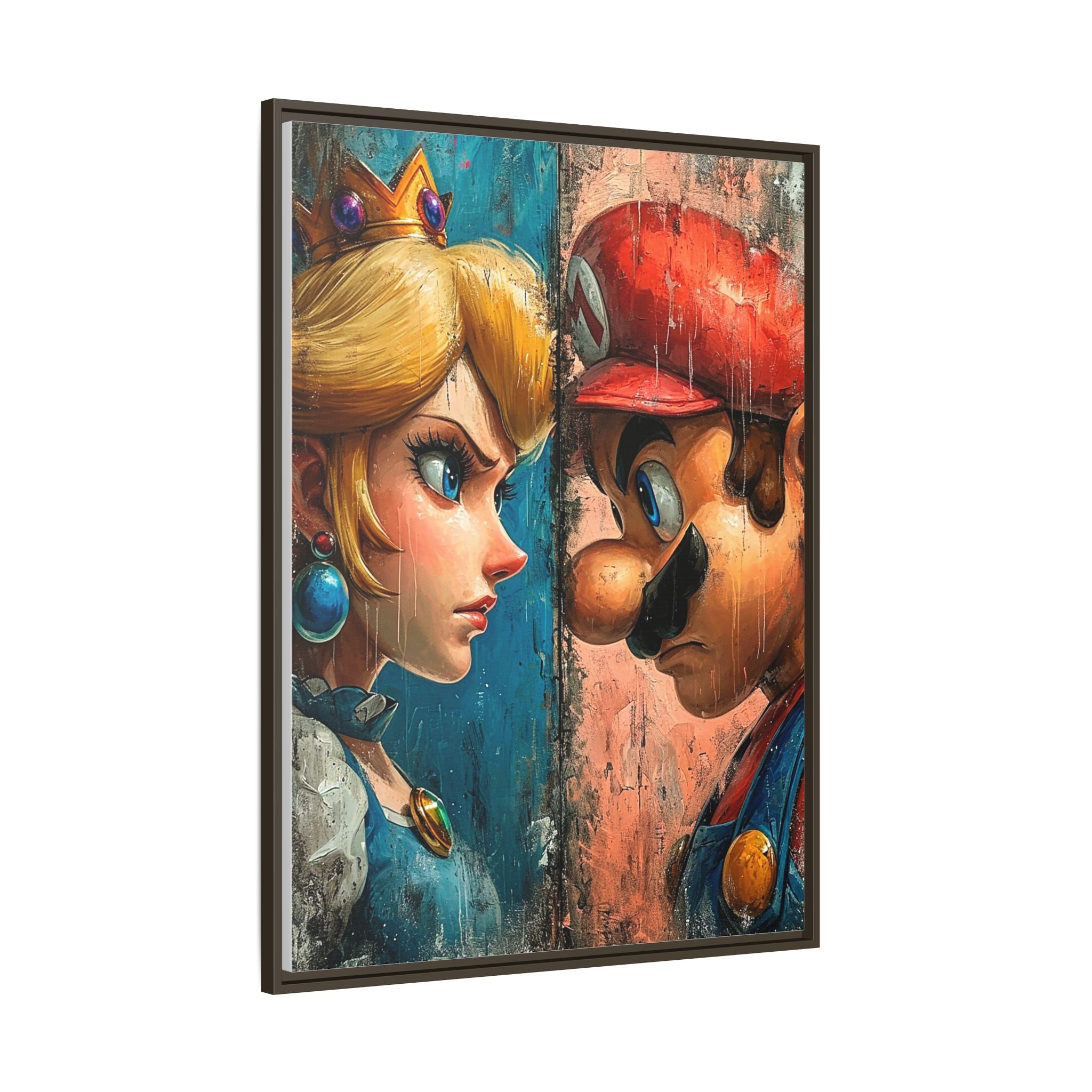 Legends Collide: Pixel Protagonists Reimagined, Gritty Game Art Portrait - Canvas Wall Art