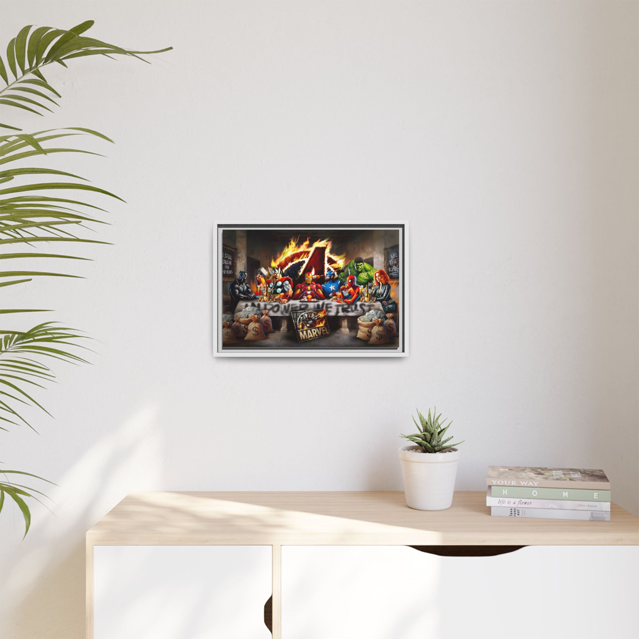 Feast of Franchises: Marvel Avengers Last Supper, Corporate Pop Art Parody - Canvas Wall Art