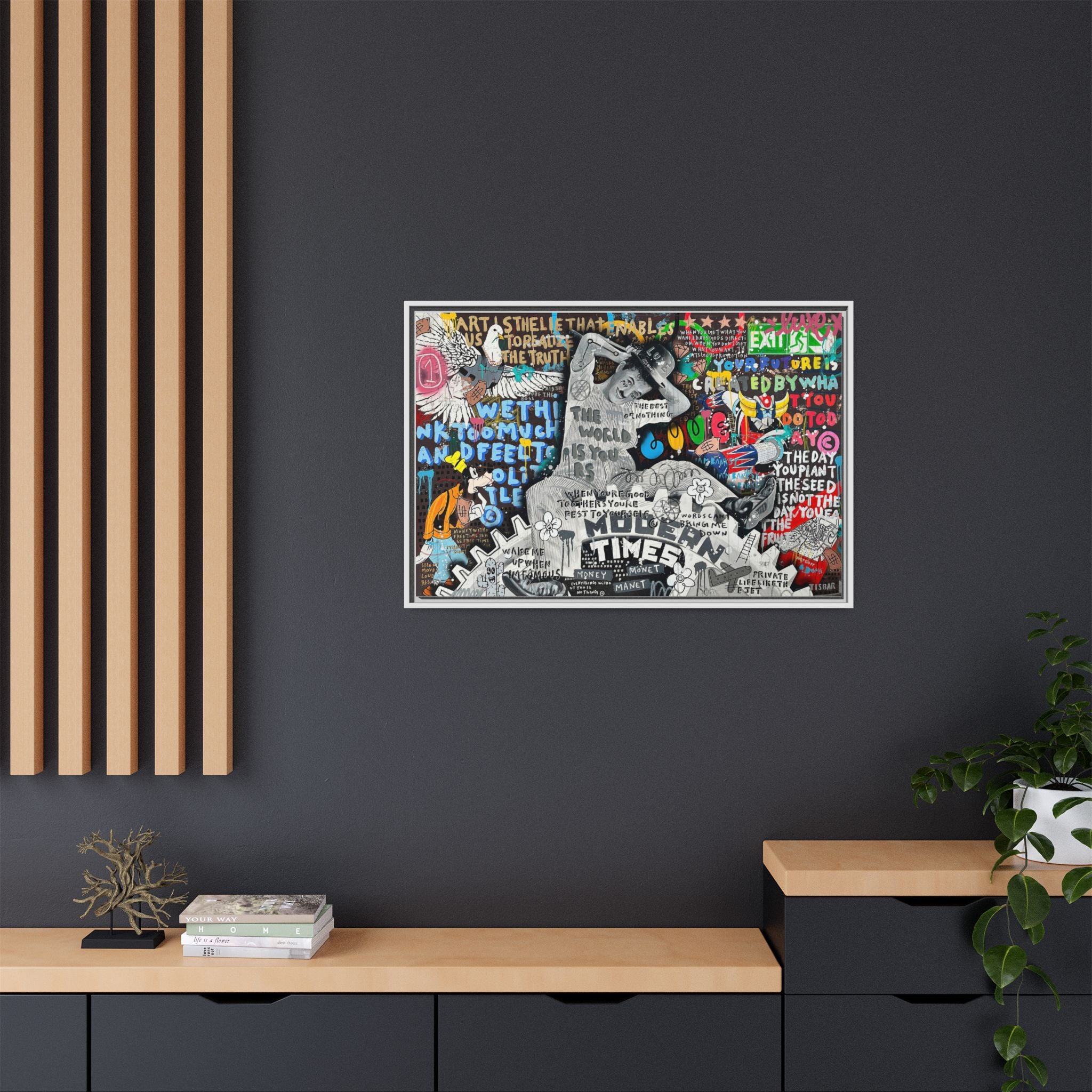 Urban Kaleidoscope: Street Art Fusion, Visual Commentary, Graffiti Narrative - Canvas Wall Art