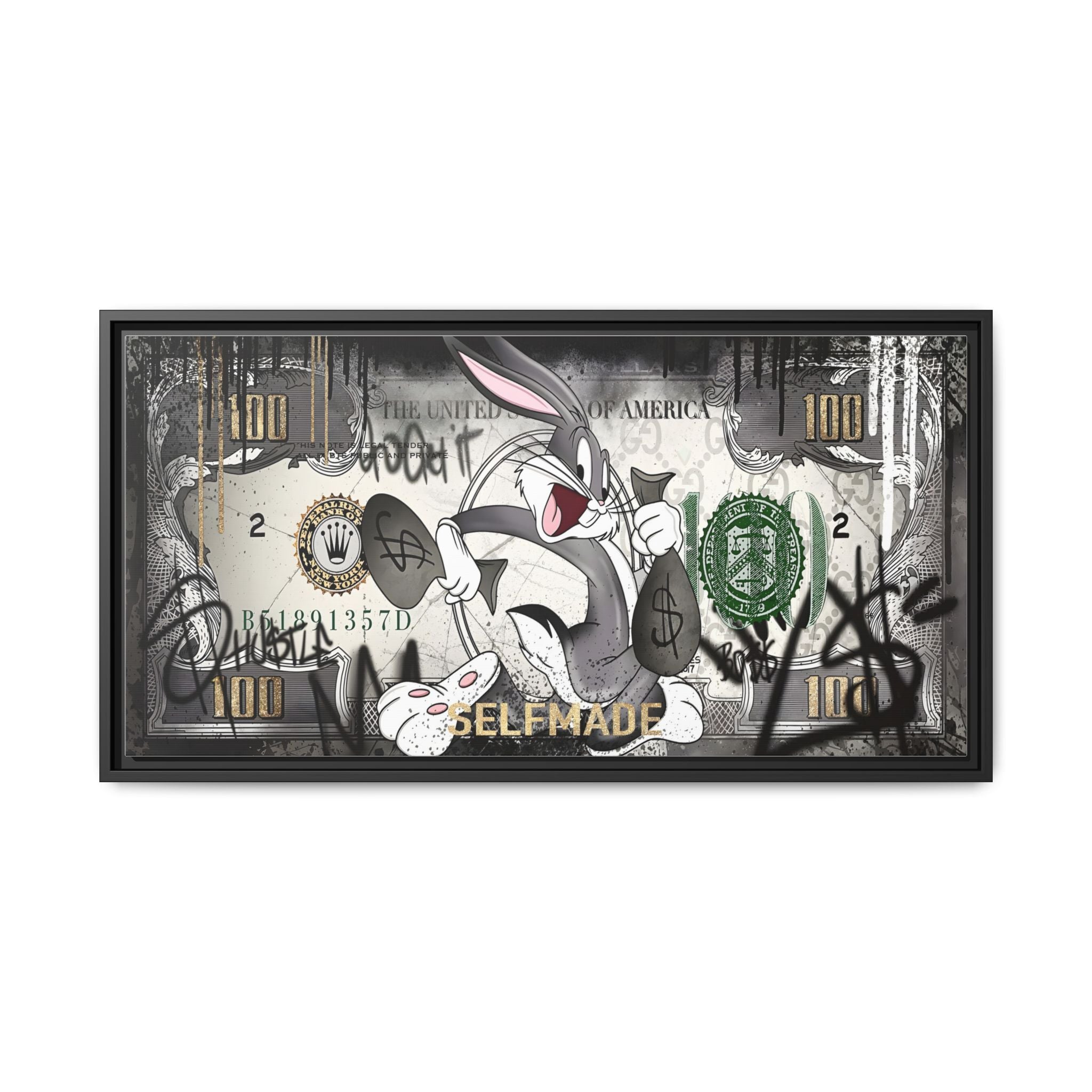 Bunny Benjamins: Pop Art Currency Remix, American Dream Iconography - Canvas Wall Art