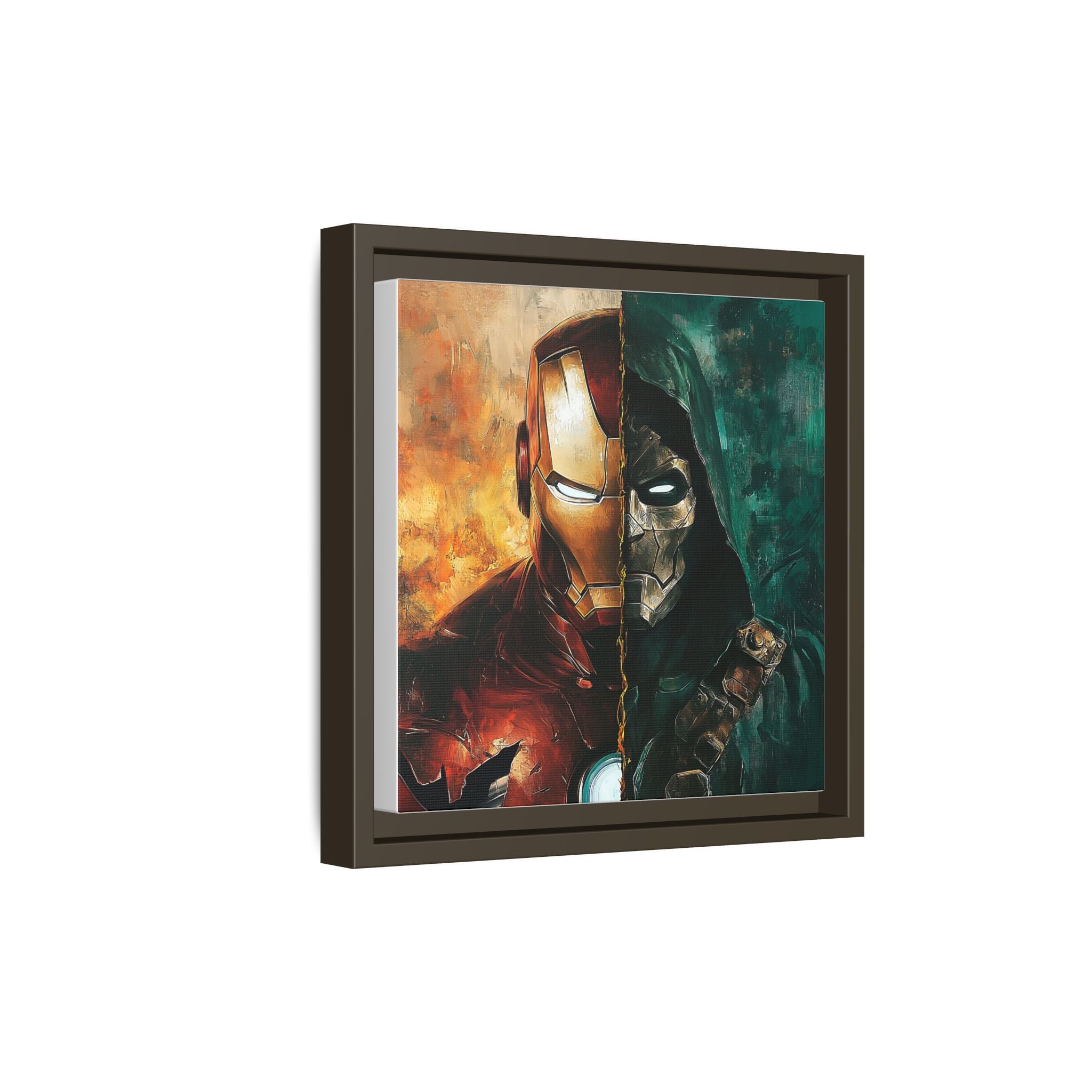 Technological Titans: Marvel Rivalry, Digital Fan Art Portrait, Superhero Duality Composition - Canvas Wall Art