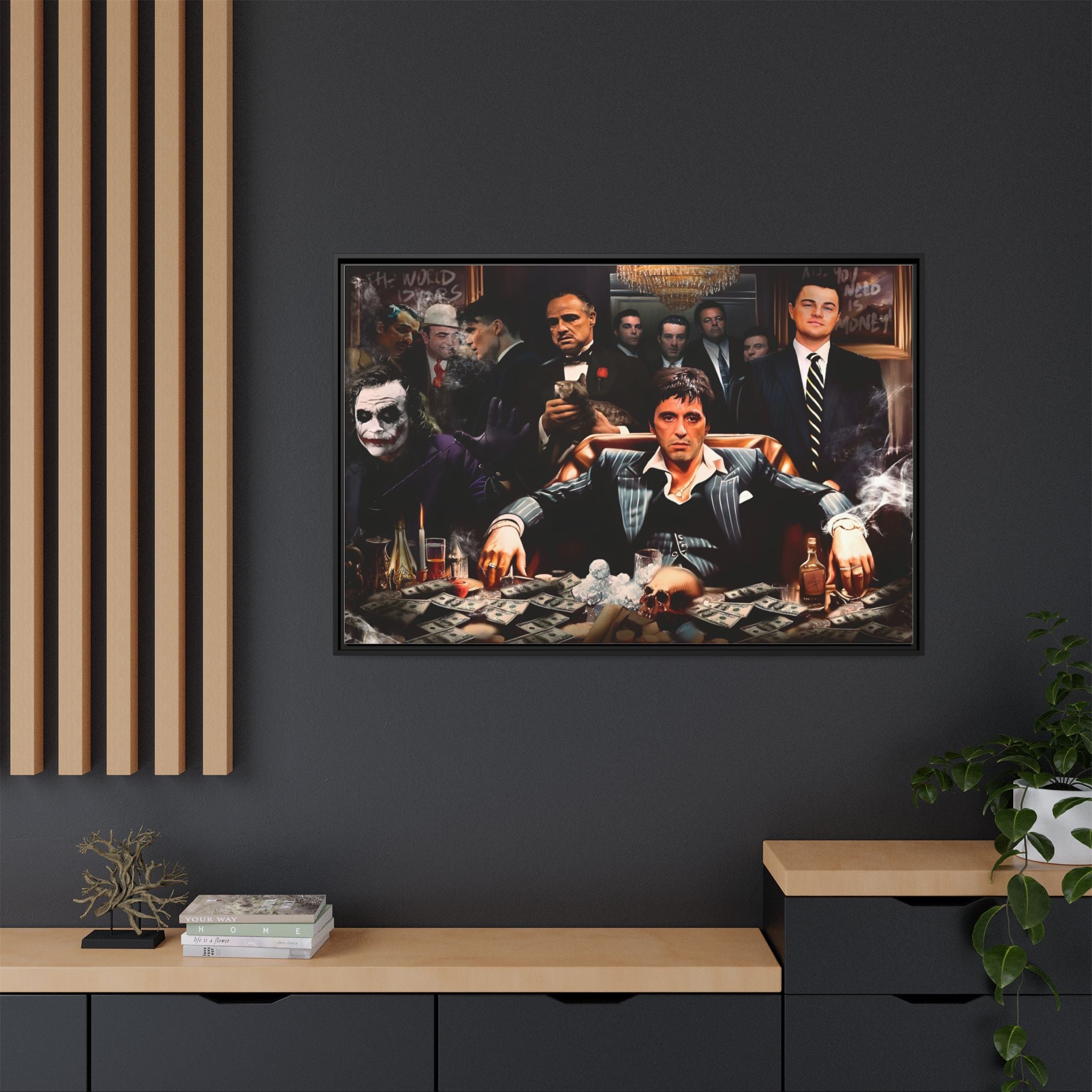 Empire of Shadows: Cinematic Crime Collage, Noir Anthology of Power - Canvas Wall Art