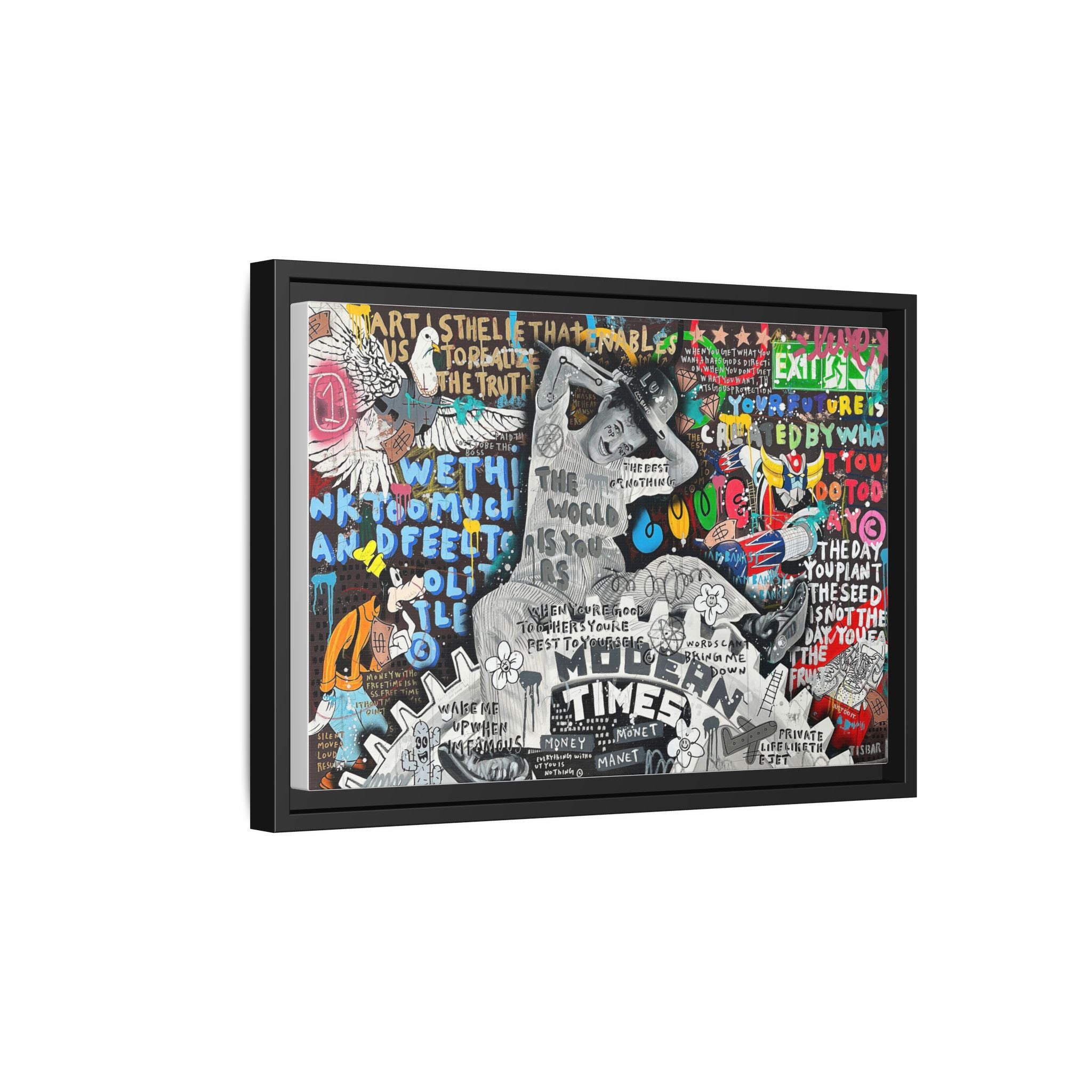 Urban Kaleidoscope: Street Art Fusion, Visual Commentary, Graffiti Narrative - Canvas Wall Art