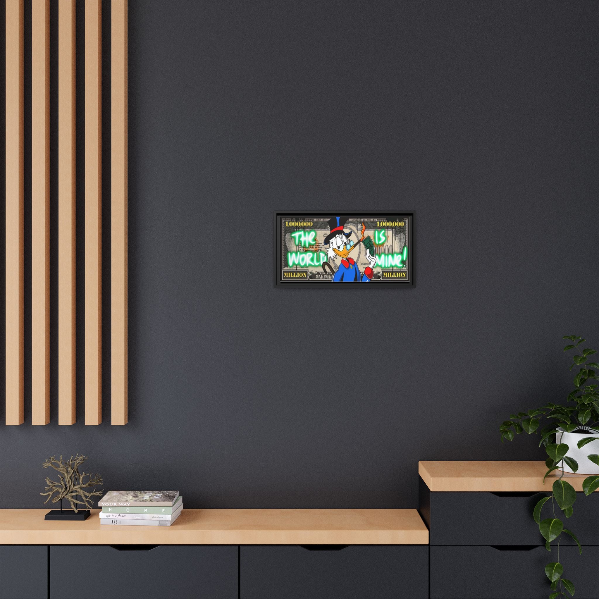 Duck Dollar Domination: Pop Art Financial Satire, Disney Character Urban Commentary - Canvas Wall Art