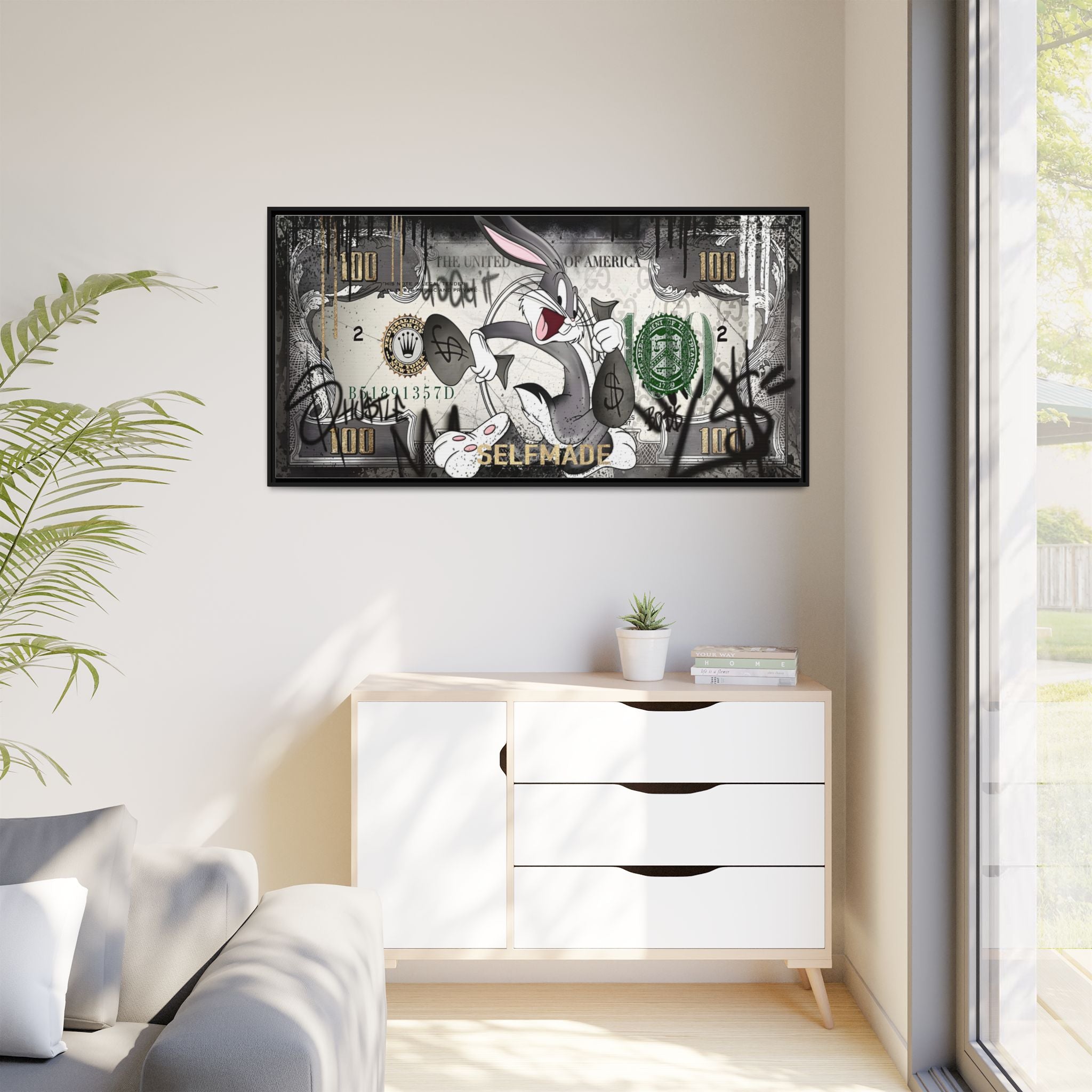 Bunny Benjamins: Pop Art Currency Remix, American Dream Iconography - Canvas Wall Art
