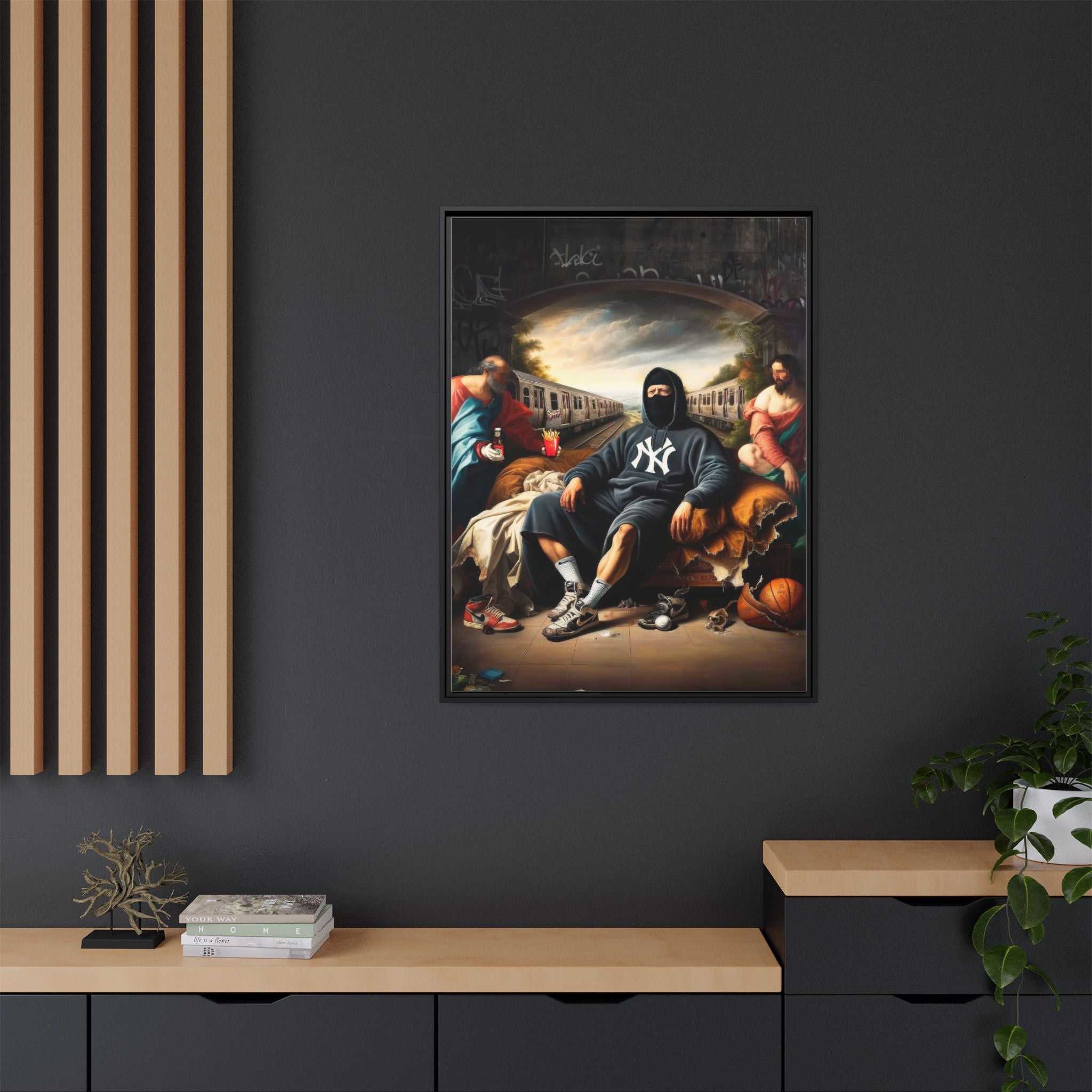Urban Renaissance: Digital Remix of Classical Portraiture, Street Culture Reimagined - Canvas Wall Art