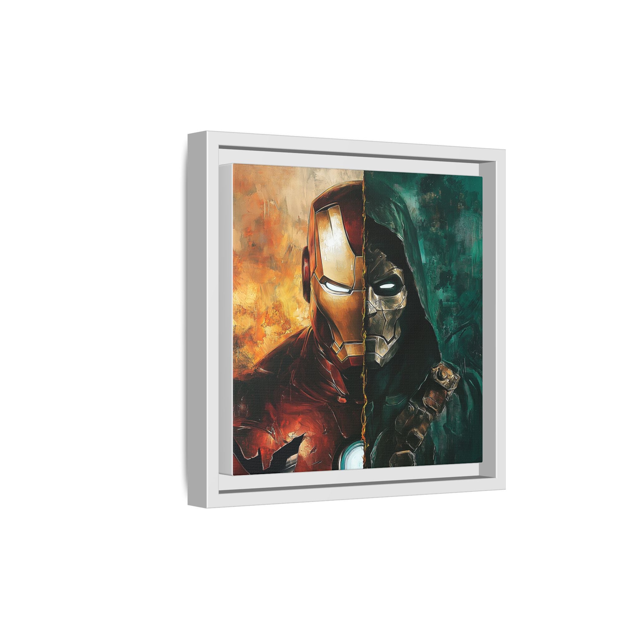 Technological Titans: Marvel Rivalry, Digital Fan Art Portrait, Superhero Duality Composition - Canvas Wall Art