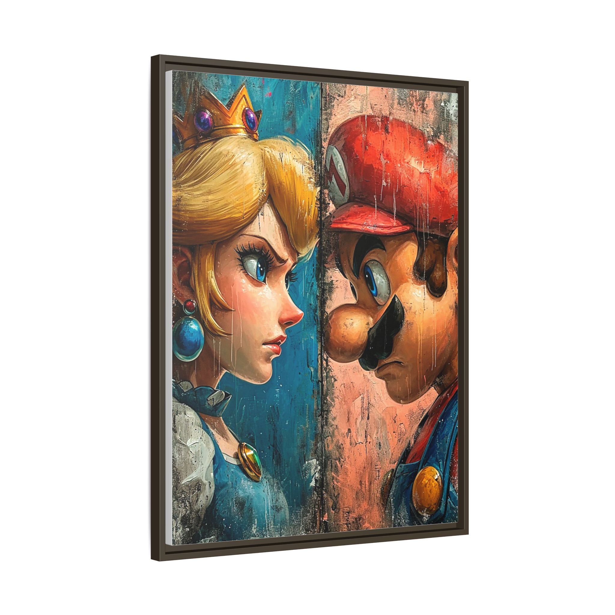 Legends Collide: Pixel Protagonists Reimagined, Gritty Game Art Portrait - Canvas Wall Art
