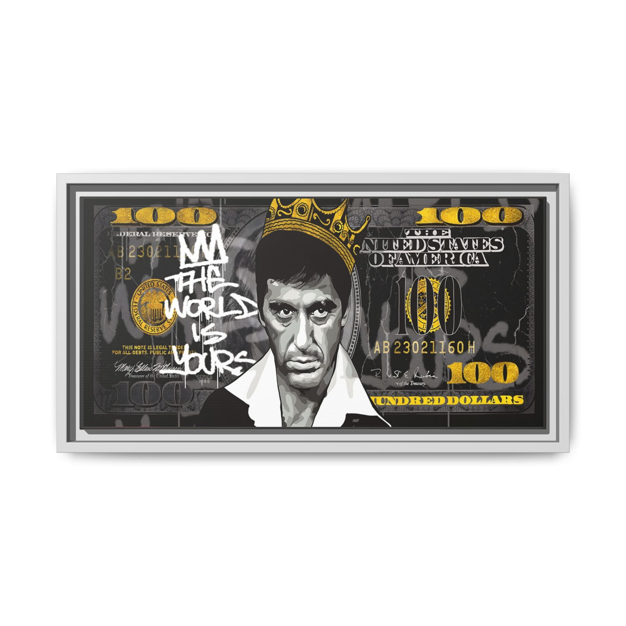 Crowned in Green: Pop Art Crime Iconography, Urban Financial Rebellion - Canvas Wall Art