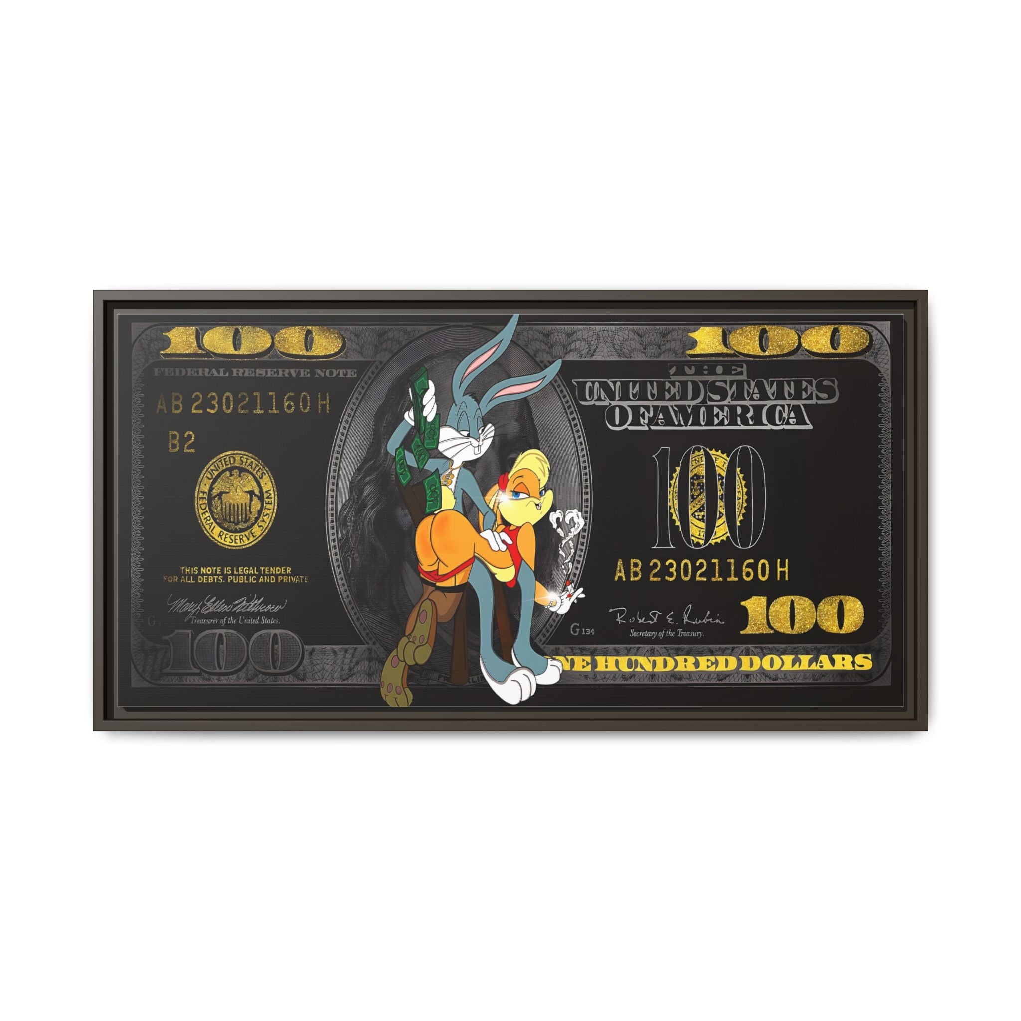Cartoon Cash Remix: Looney Tunes Currency, Pop Culture Finance Art - Canvas Wall Art