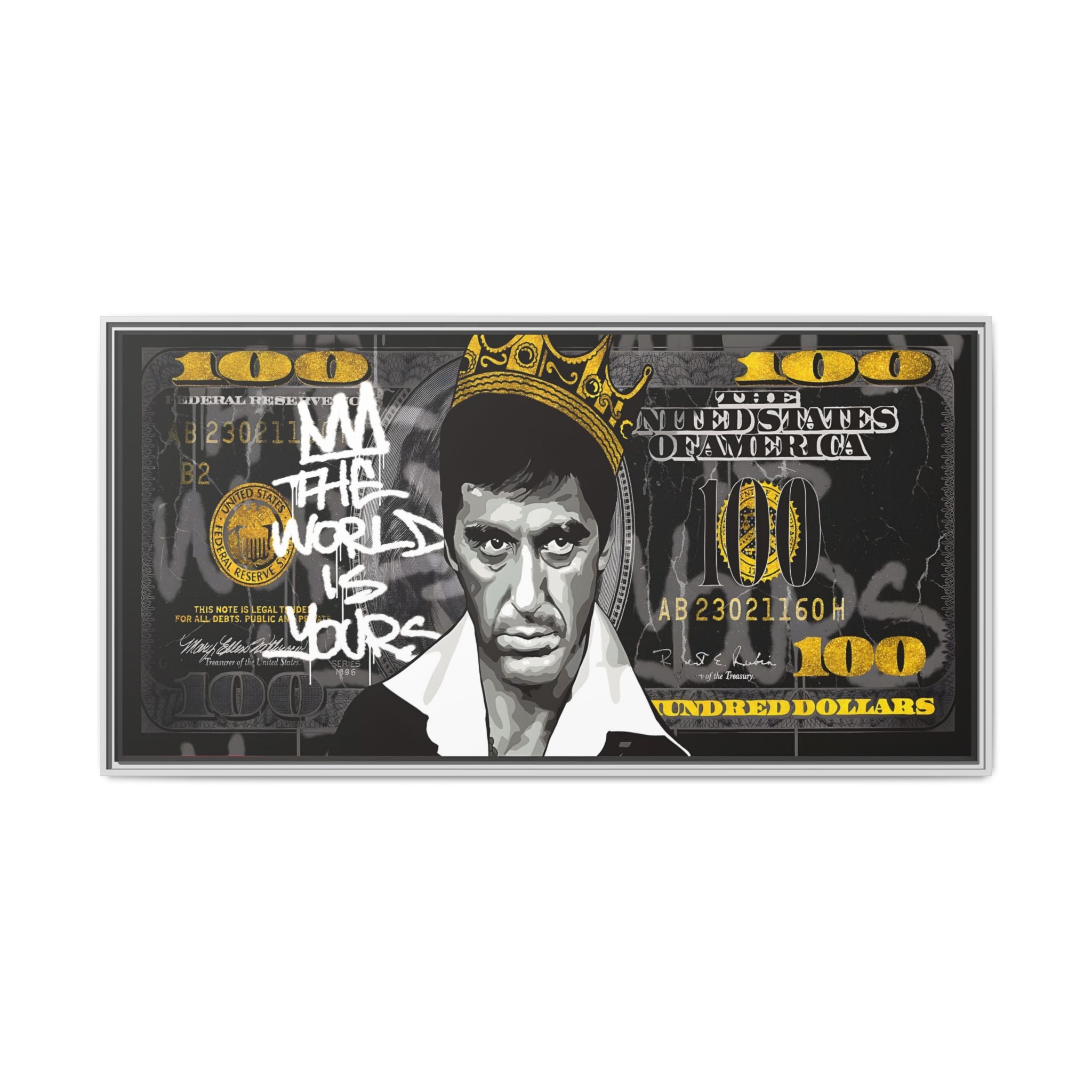 Crowned in Green: Pop Art Crime Iconography, Urban Financial Rebellion - Canvas Wall Art