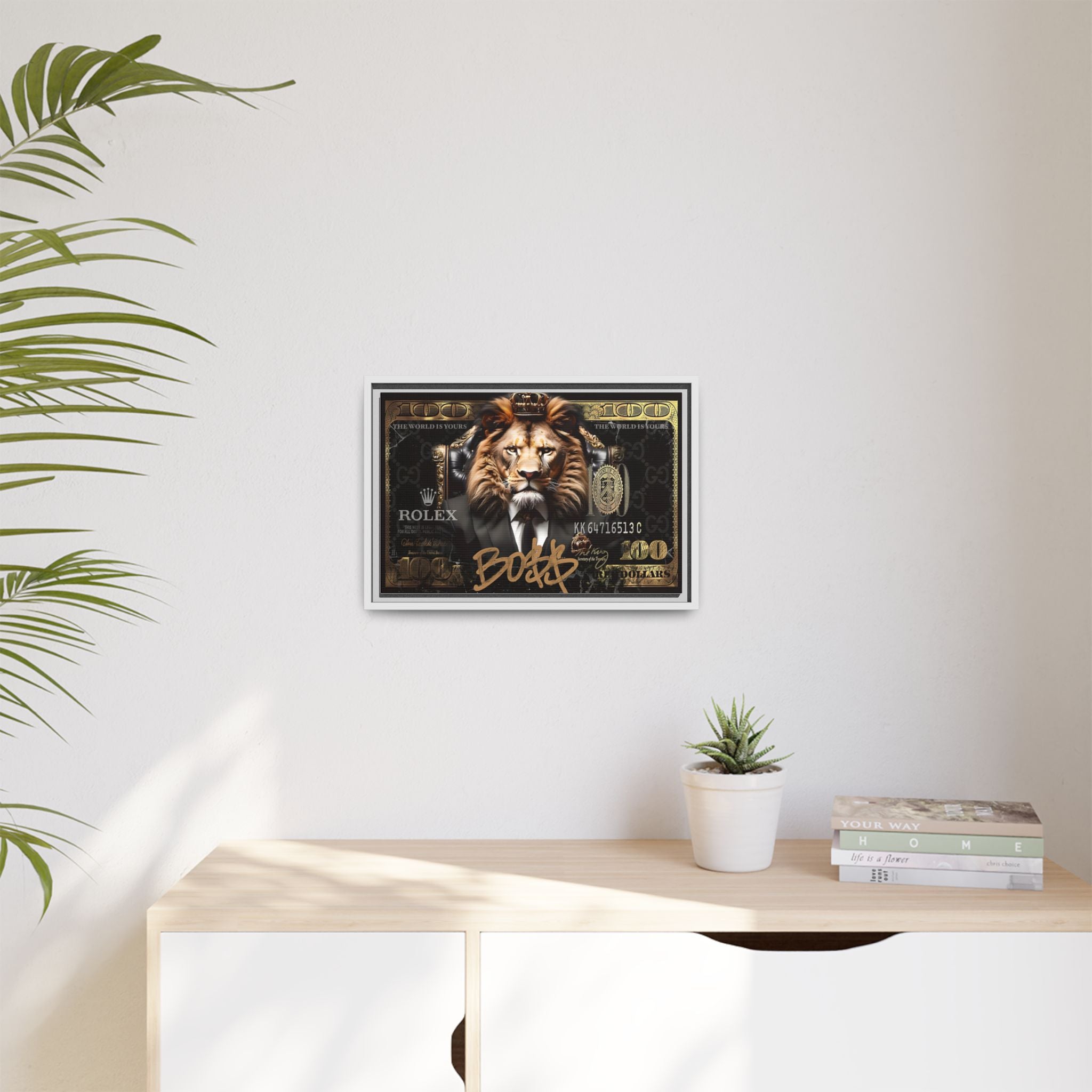 Lion Sovereign: Corporate Dominance, Golden Empire, Power Portrait - Canvas Wall Art