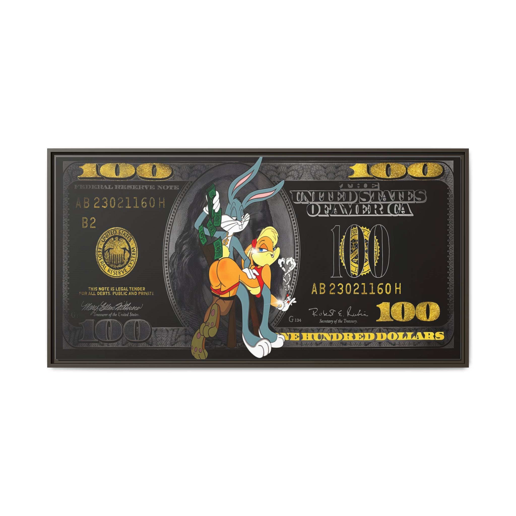 Cartoon Cash Remix: Looney Tunes Currency, Pop Culture Finance Art - Canvas Wall Art