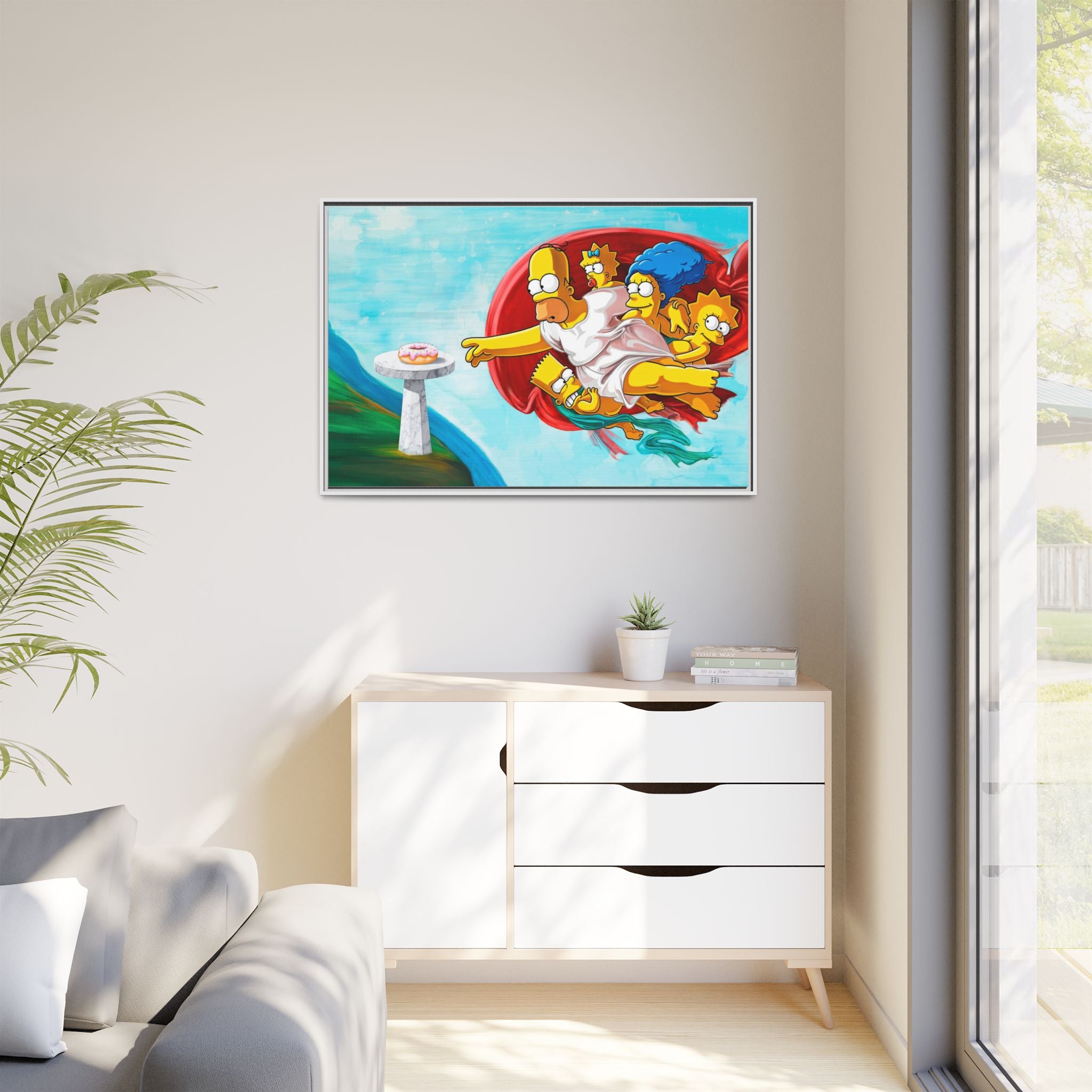 The Simpsons' Last Supper: Pop Culture Parody, Da Vinci Reimagined, Animated Comedy Masterpiece - Canvas Wall Art