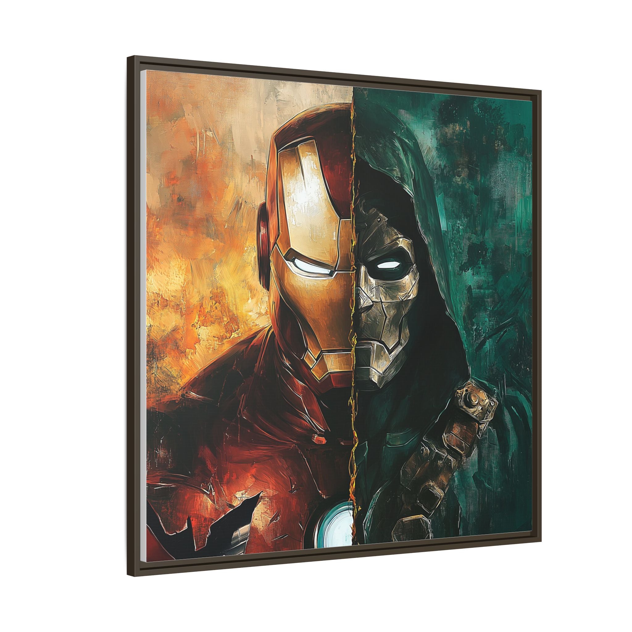 Technological Titans: Marvel Rivalry, Digital Fan Art Portrait, Superhero Duality Composition - Canvas Wall Art