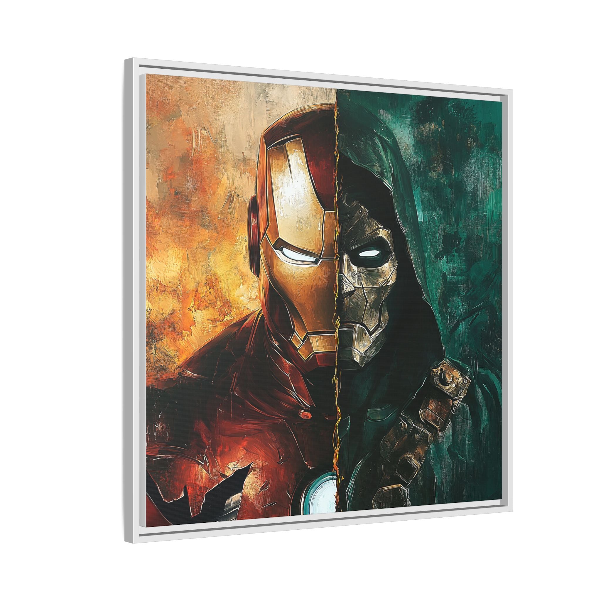 Technological Titans: Marvel Rivalry, Digital Fan Art Portrait, Superhero Duality Composition - Canvas Wall Art