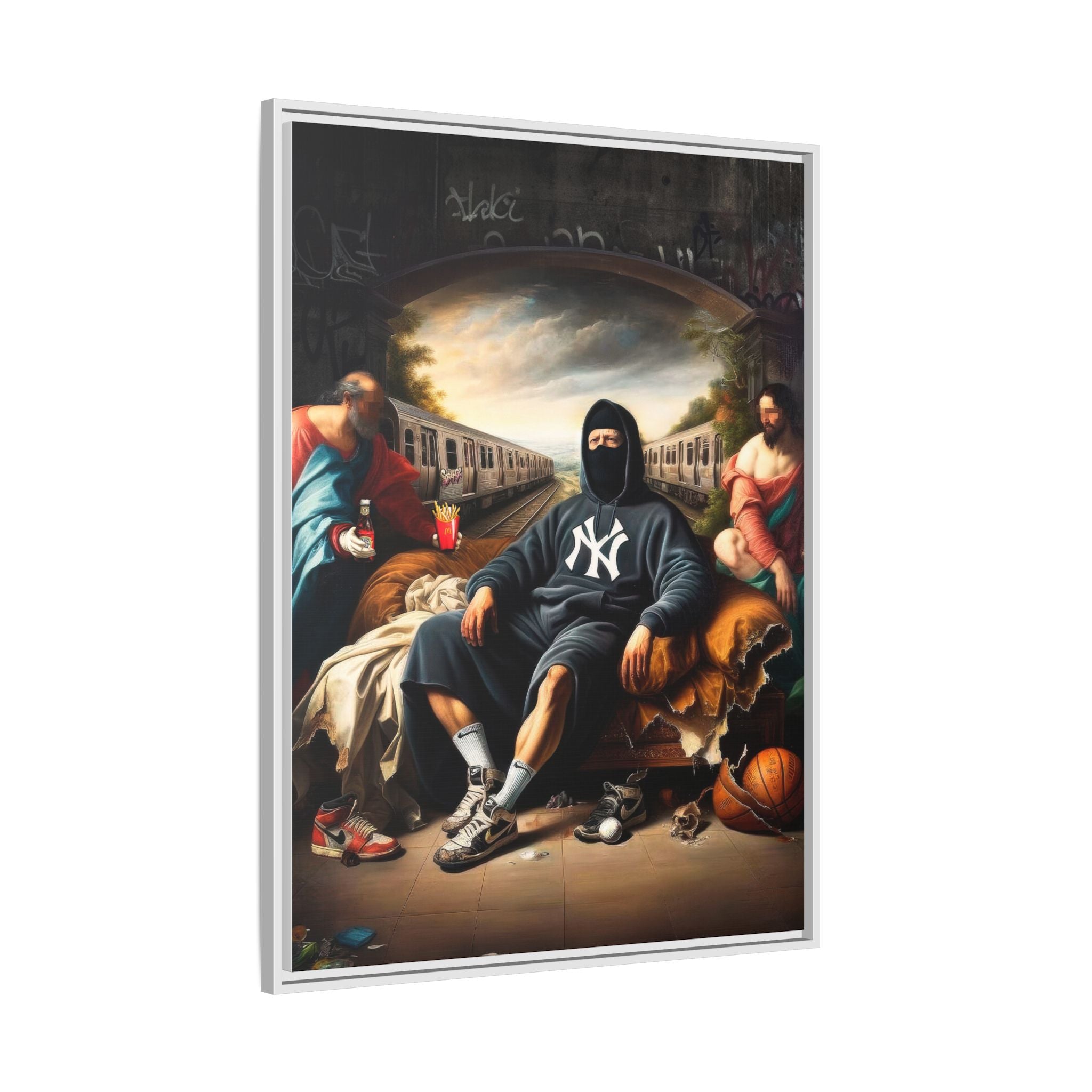 Urban Renaissance: Digital Remix of Classical Portraiture, Street Culture Reimagined - Canvas Wall Art