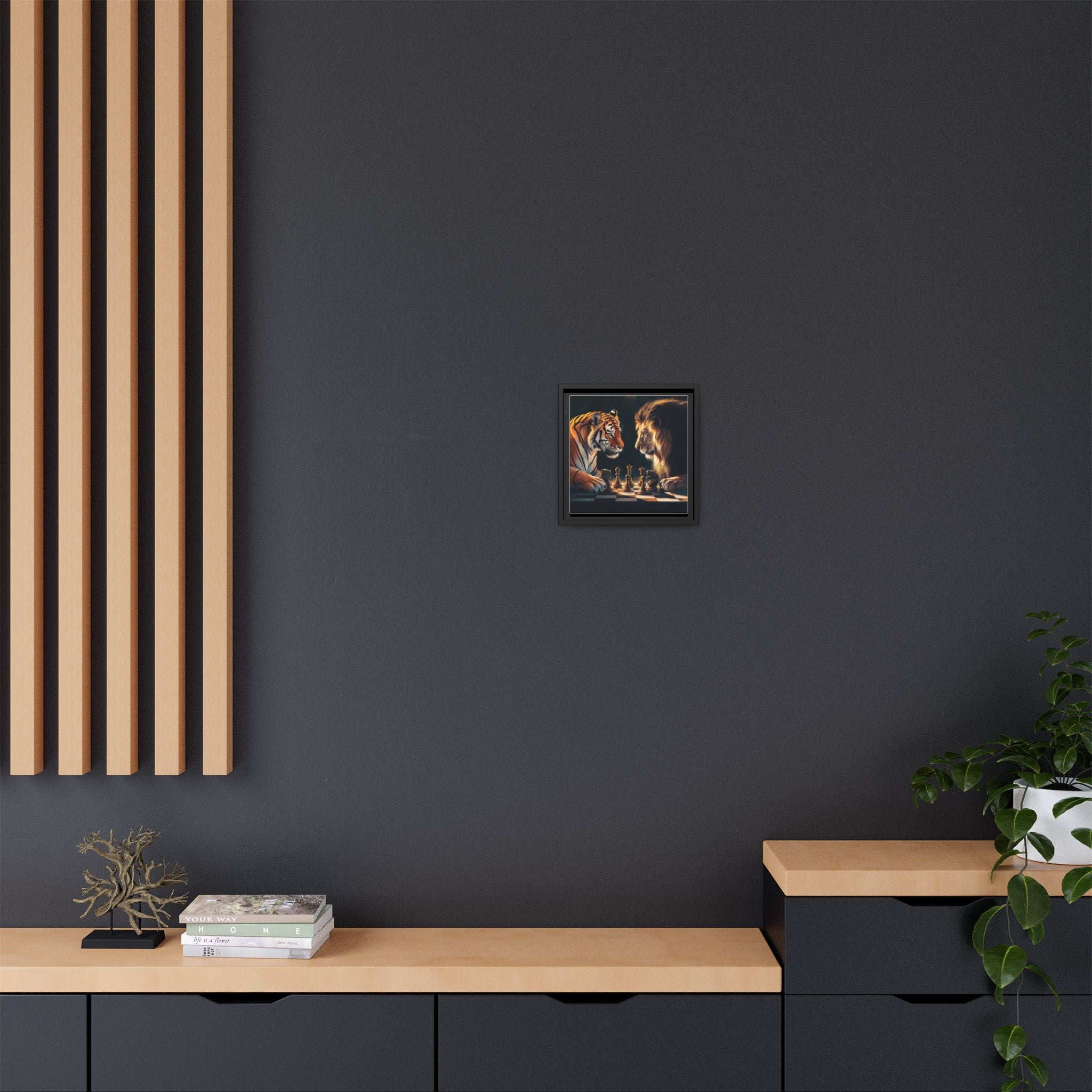 Predatory Strategies: Animal Kingdom Chess, Metaphorical Digital Art - Canvas Wall Art