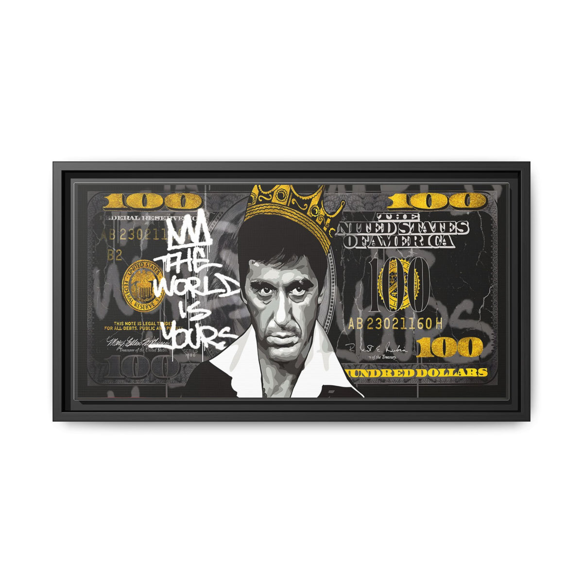 Crowned in Green: Pop Art Crime Iconography, Urban Financial Rebellion - Canvas Wall Art