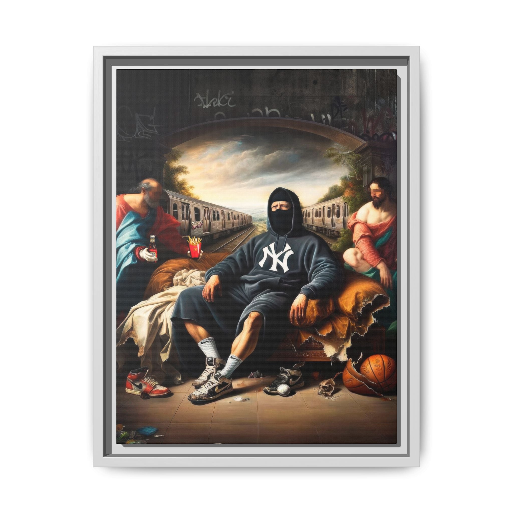Urban Renaissance: Digital Remix of Classical Portraiture, Street Culture Reimagined - Canvas Wall Art