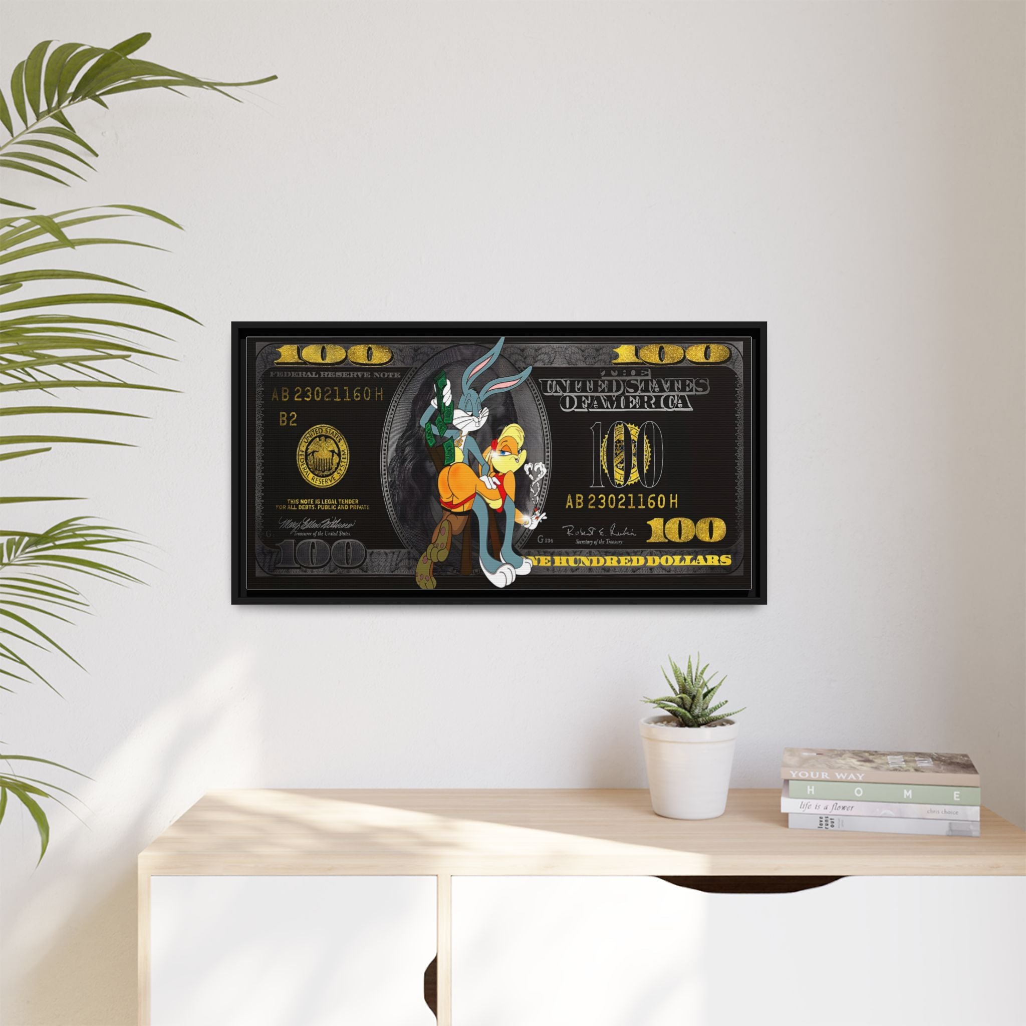 Cartoon Cash Remix: Looney Tunes Currency, Pop Culture Finance Art - Canvas Wall Art