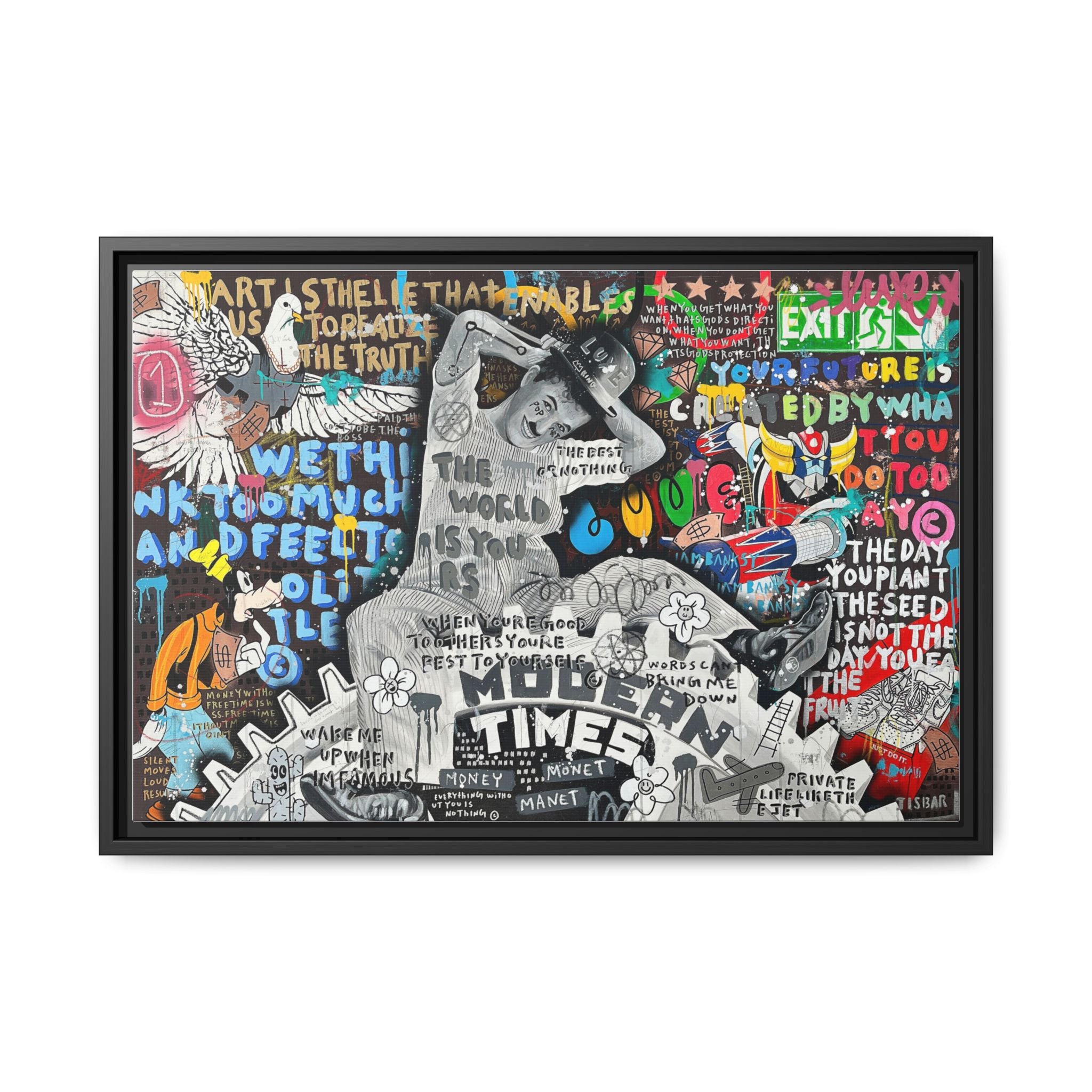 Urban Kaleidoscope: Street Art Fusion, Visual Commentary, Graffiti Narrative - Canvas Wall Art